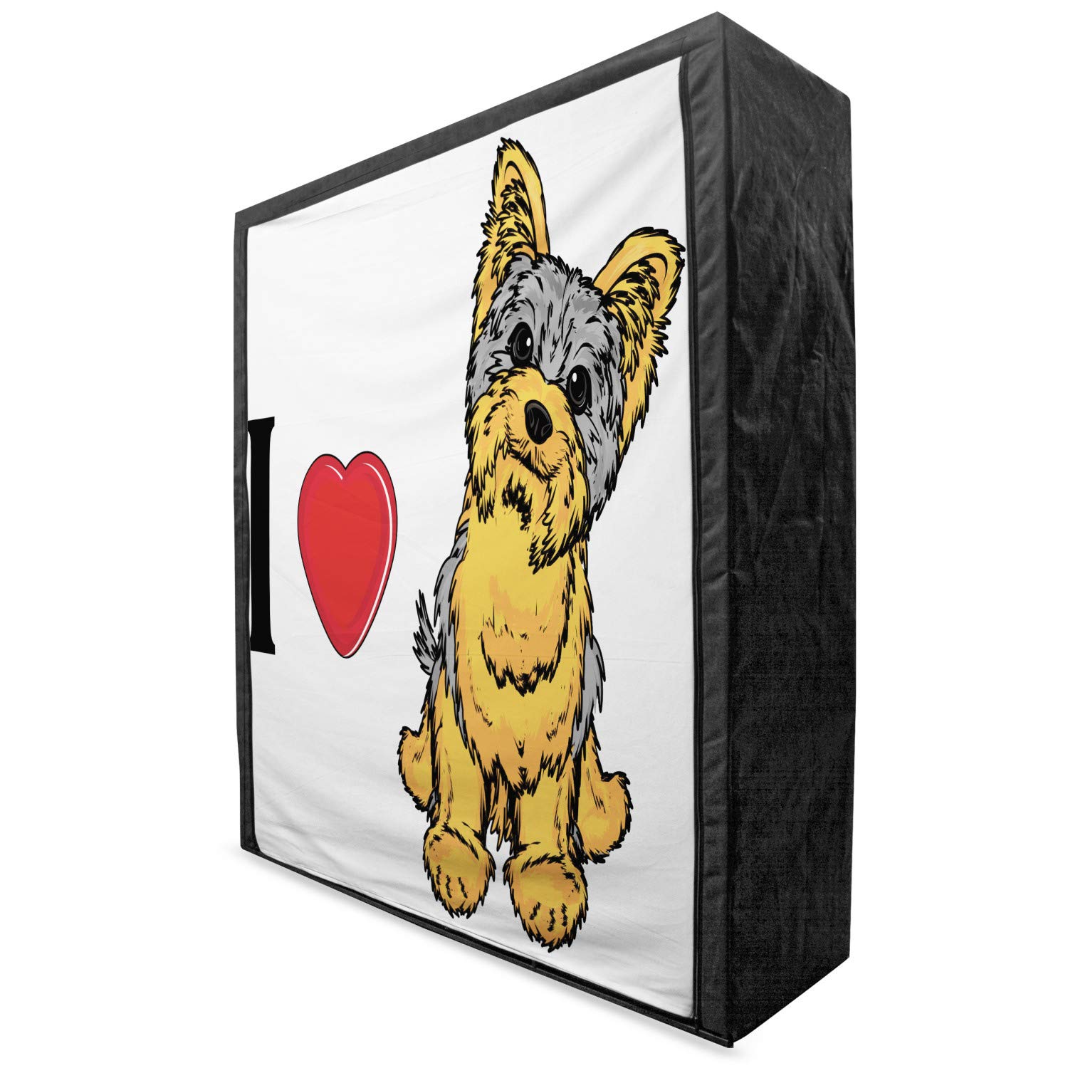 Ambesonne Yorkie Portable Fabric Wardrobe - Yorkshire Terrier Dog Print Clothing Organizer with Shelves, 59