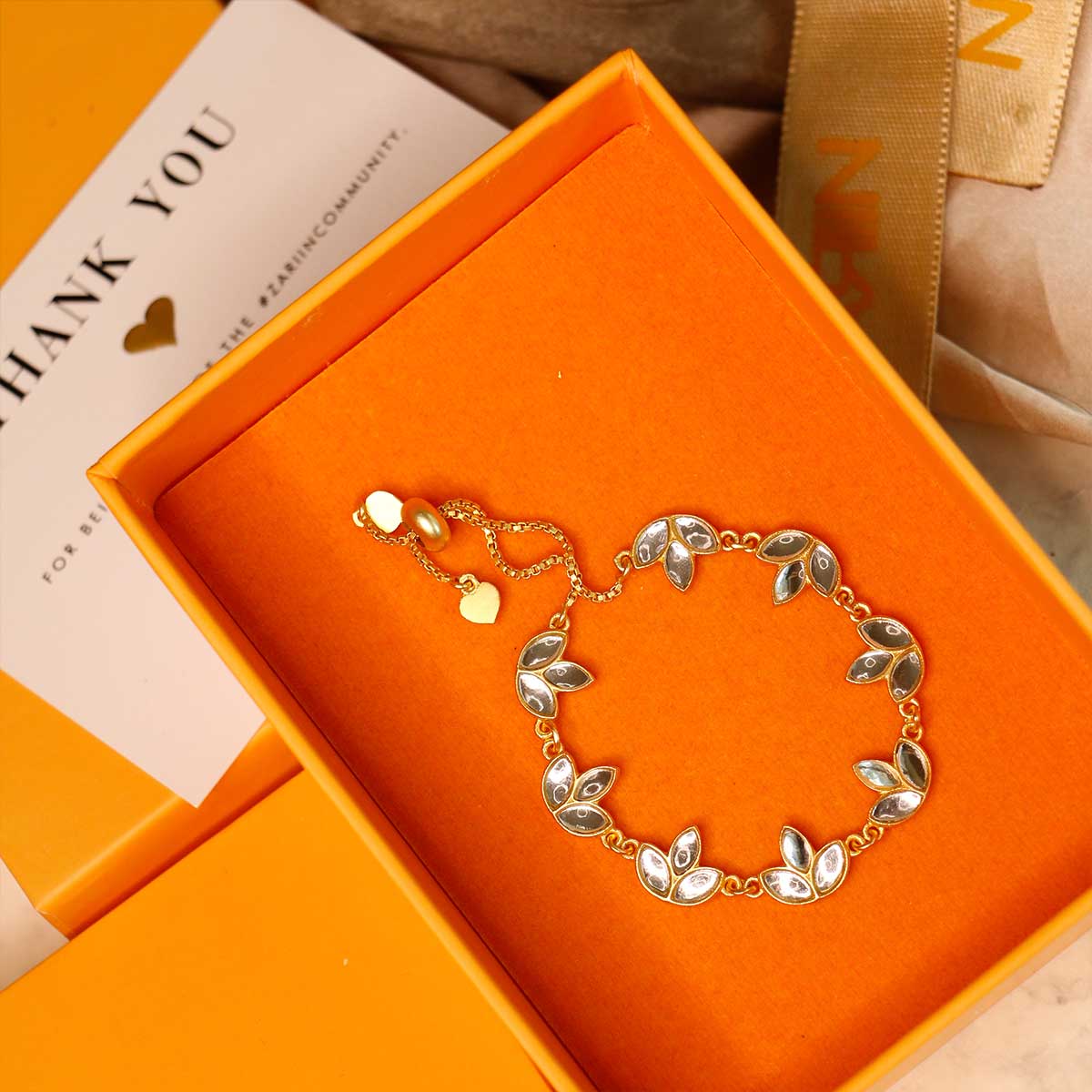 Padma Bracelet with Mirror Polki - Elegant Indian Jewelry for Women | Perfect for Weddings, Parties & Festive Occasions