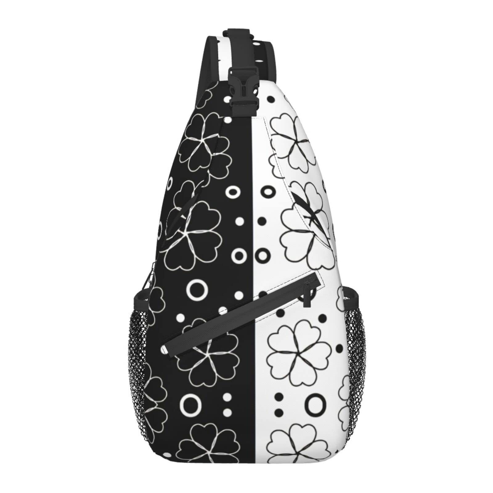 Stylish Black and White Sling Bag - Lightweight Crossbody Backpack for Women & Men | Perfect for Travel, Hiking, Cycling, Camping, Work & Daily Commute