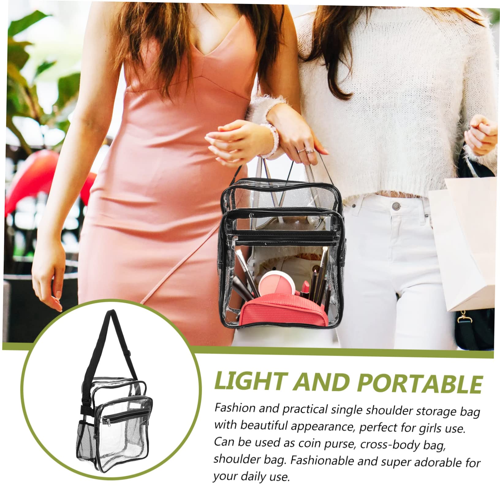 Outanaya Women's Clear PVC Crossbody Bag - Transparent Shoulder Pouch for Travel, Outdoor & Daily Use - Lightweight & Portable Storage Bag for Essentials, Phone & Cosmetics