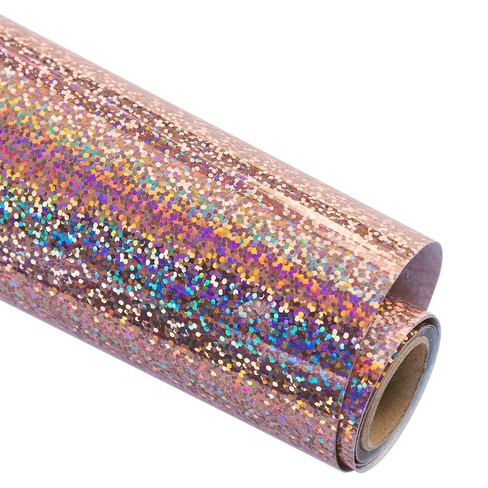 Tinzonc Sparkle Rose Gold Permanent Vinyl Roll 12'' x 5' - Holographic Adhesive Vinyl for Scrapbooking, Decals, Signs, Stickers - Indoor & Outdoor Use - Perfect for DIY Crafts, Wall Decor, Car Decals, and Gift Wrapping