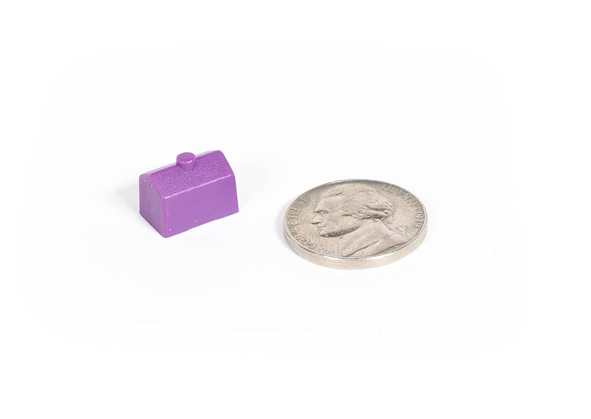 Purple Plastic Board Game Houses - 50pcs Replacement Miniature Buildings for Town & City Games | Perfect for Monopoly, Catan & Tabletop Gaming Scenes