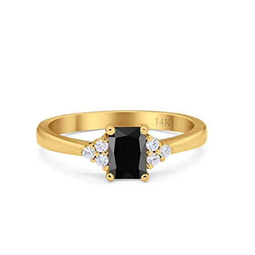 14K Yellow Gold Simulated Black CZ