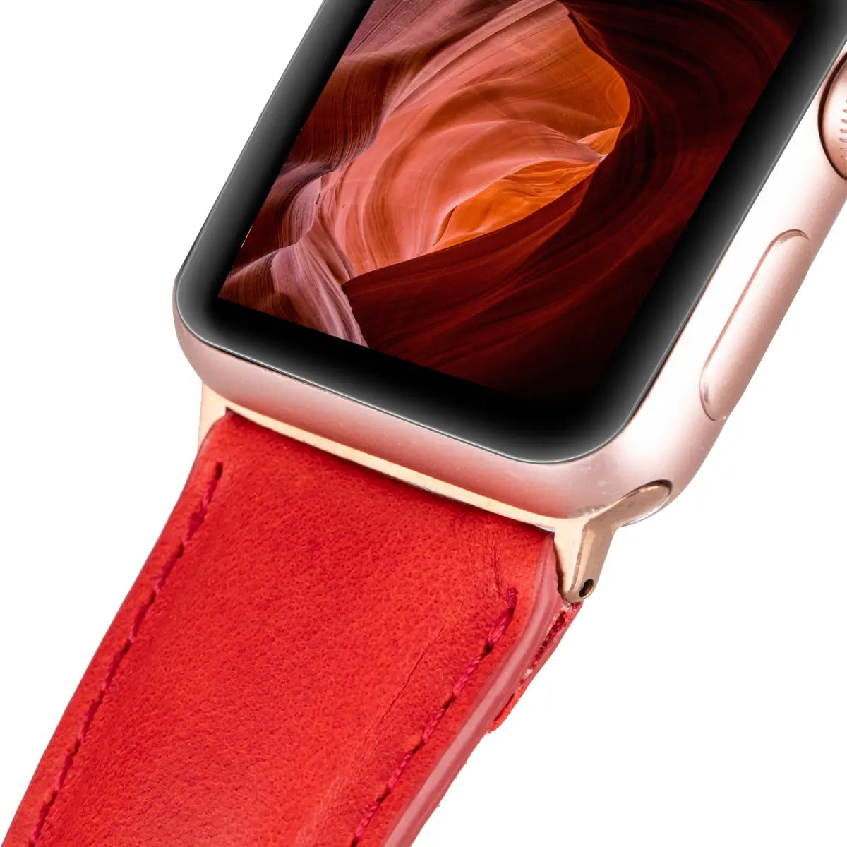 Premium Genuine Red Leather Apple Watch Band - Classic & Stylish for Men & Women - Perfect for Work, Gym & Everyday Wear