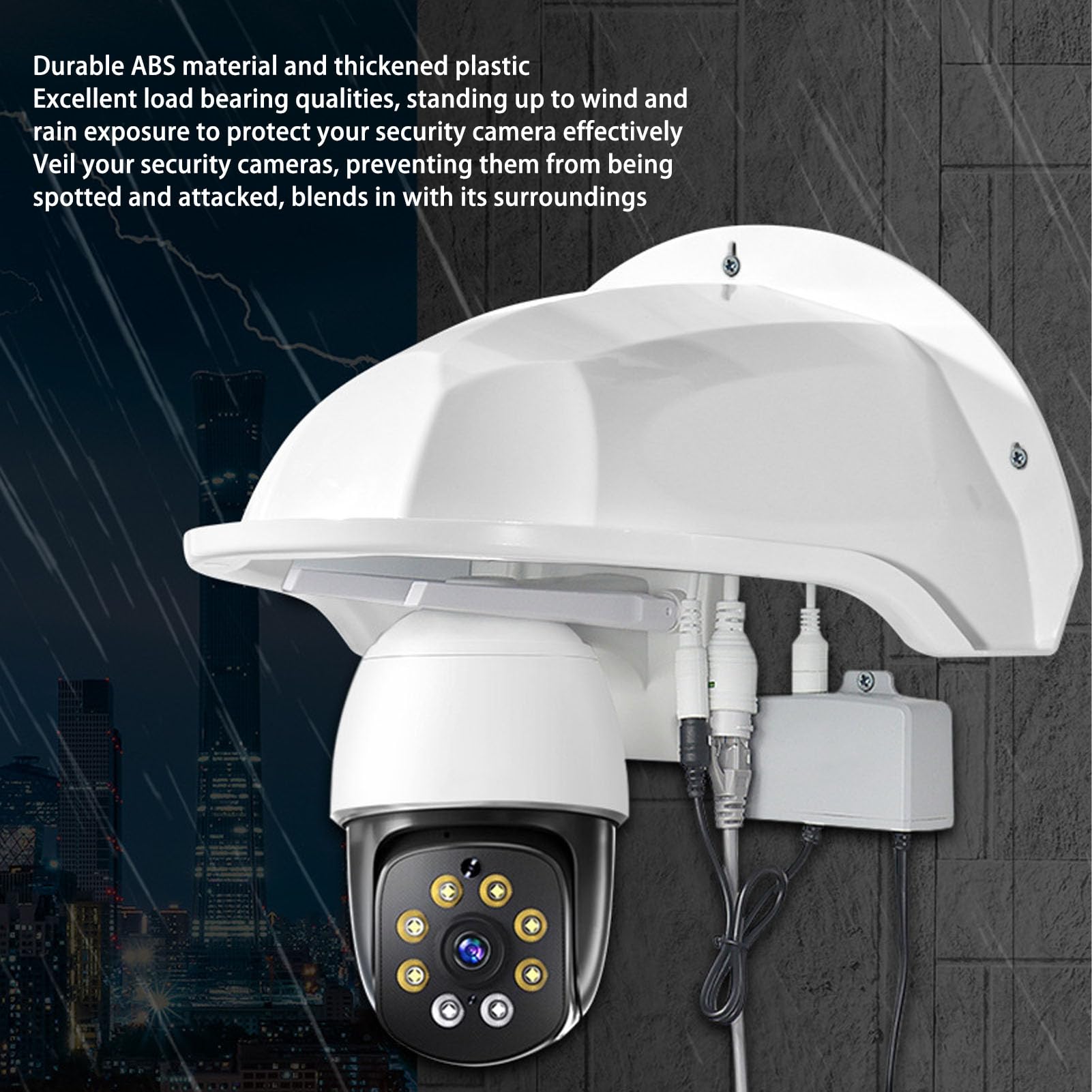 Universal Sun Rain Shade Camera Cover - Weatherproof Outdoor CCTV Camera Top Cover for Surveillance Protection - Durable White Camera Shield Roof for Home Security & Weather Protection - Perfect for Backyard, Garage & Business Surveillance Systems