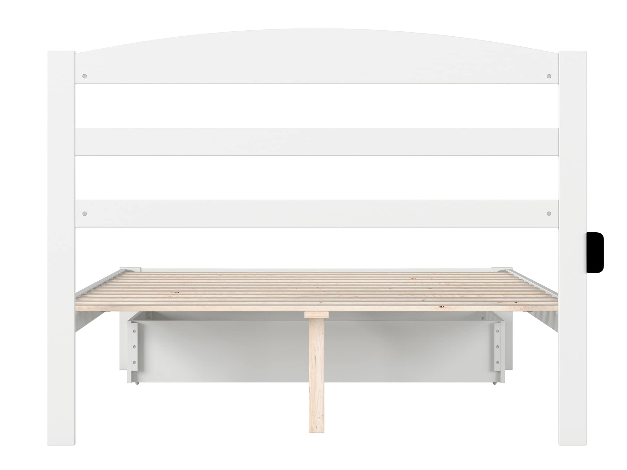 AFI Warren Platform Bed with Foot Drawer & USB Charging Station - Modern Wooden Bed Frame with Storage for Small Spaces, Bedroom Furniture with Convenient Device Charging