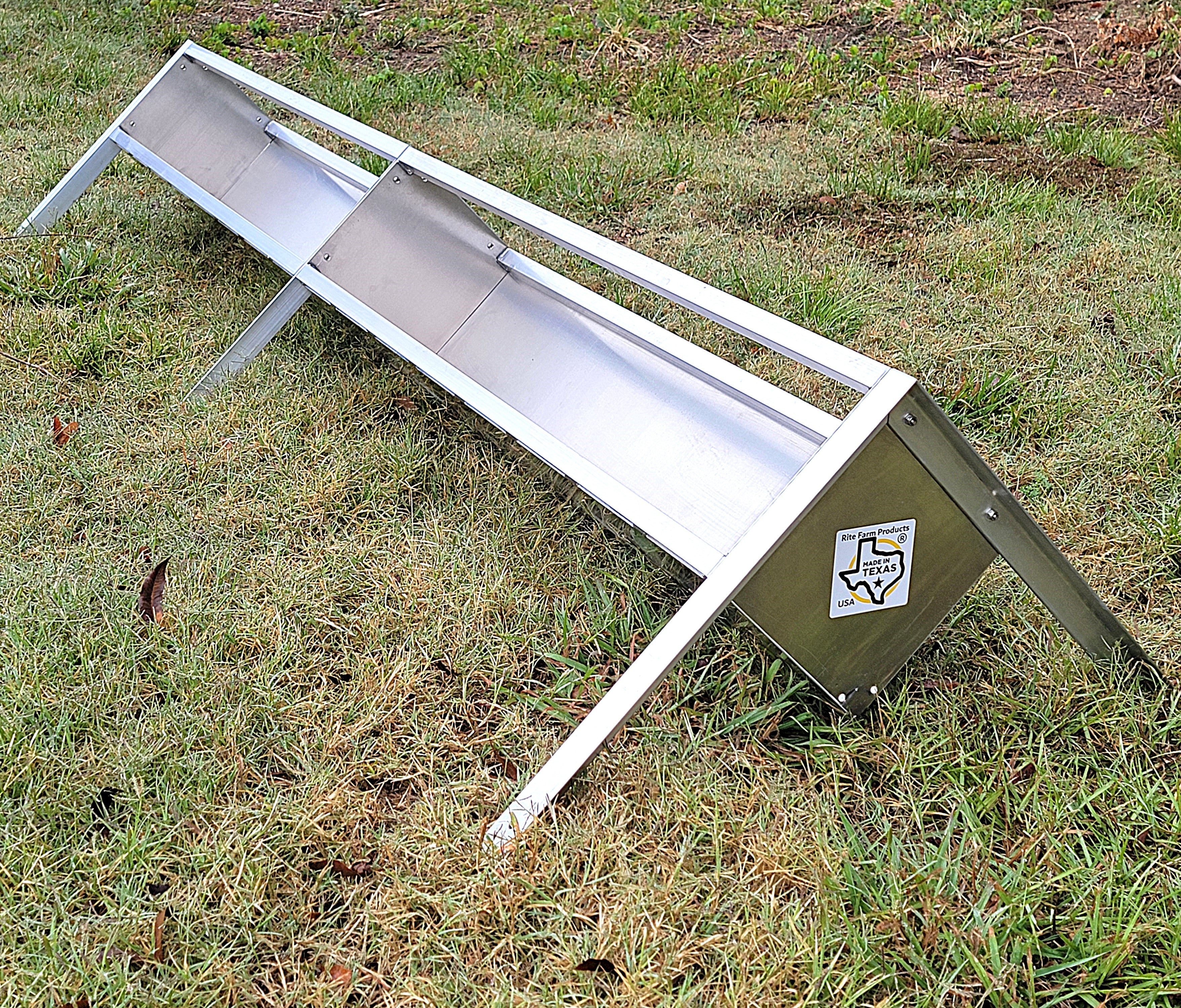 8 Ft Welded Aluminum Sheep & Goat V Trough Feeder - Heavy Duty Livestock Feeder with Anchors - Durable USA Made Farm Equipment for Pasture, Barn & Ranch Use