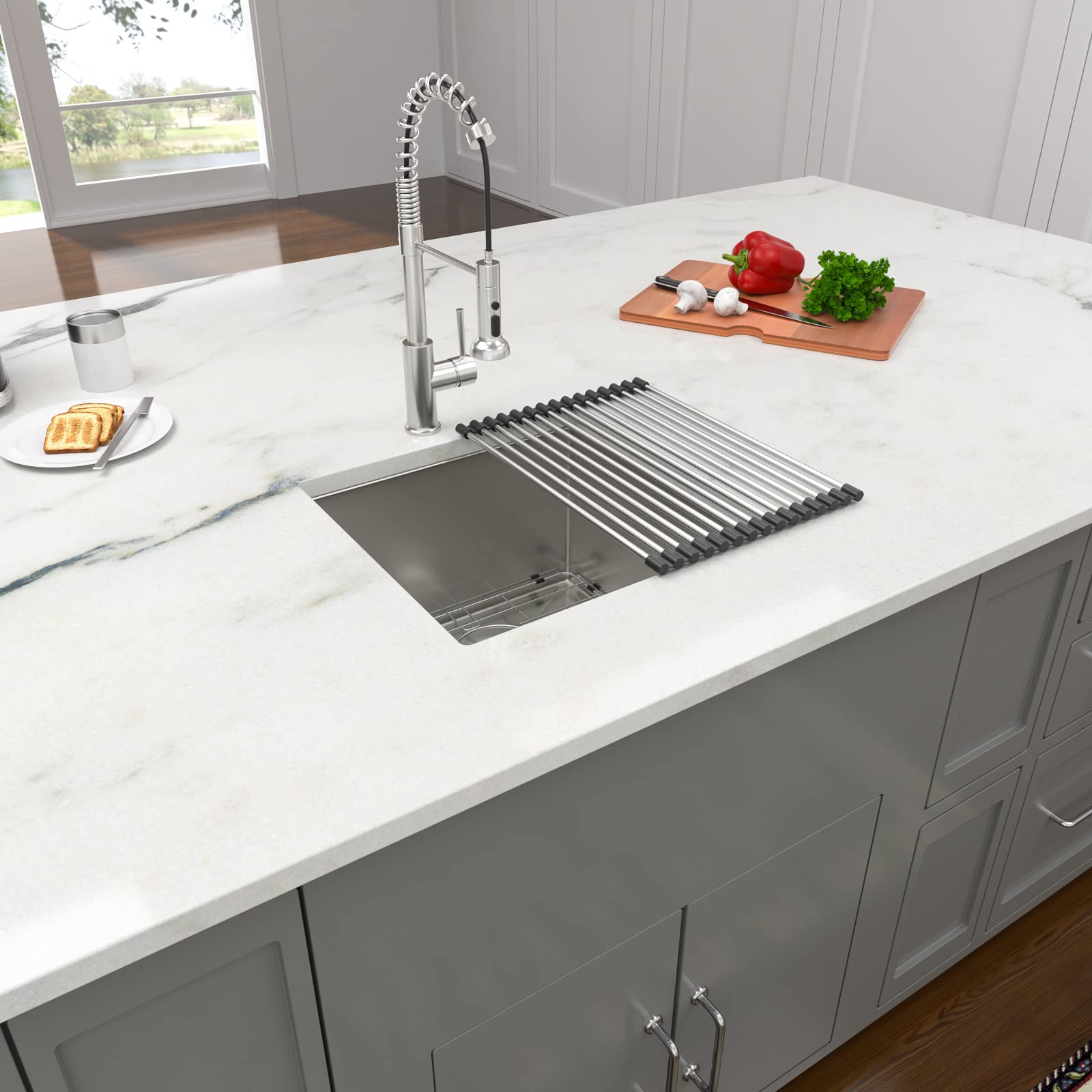 Lordear 17-Inch Undermount Bar Sink - 16 Gauge Stainless Steel Single Bowl Kitchen Sink for RV, Camper & Outdoor Use - Square Under Counter Prep Sink for Bars, Restaurants & Home Kitchens