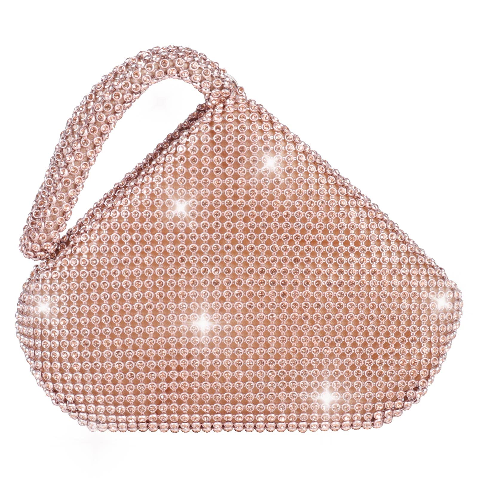 Elegant Rose Gold Clutch Purse for Women - Sparkling Triangle Evening Bag | Perfect for Weddings, Parties & Cocktail Events | Mini Size Bling Wedding Purse | Great for Prom, Date Night & Special Occasions
