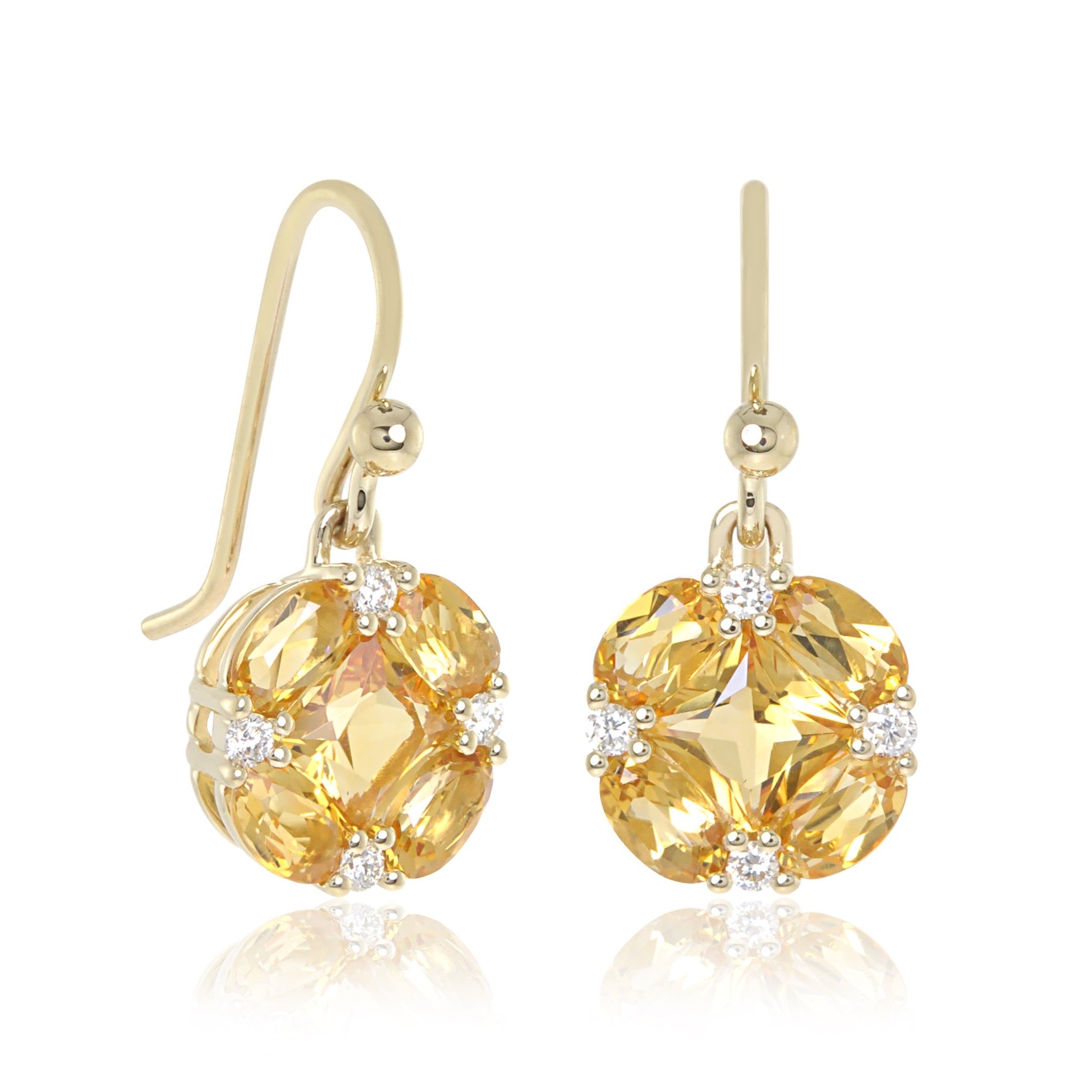 Exquisite Citrine & Diamond Quadrille Drop Earrings for Women | Elegant Dangle Jewelry for Parties, Weddings & Special Occasions