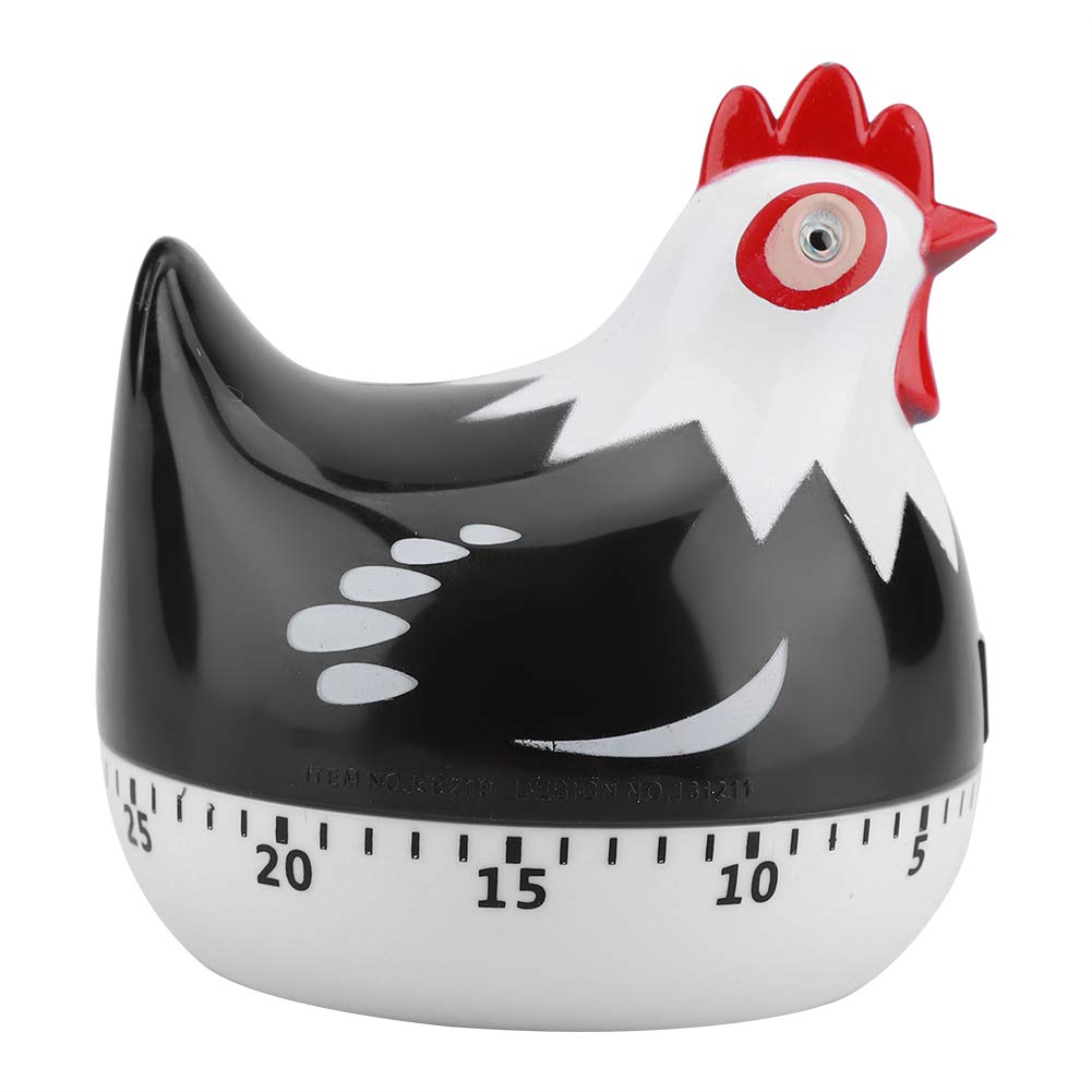 Estink Cute Chicken-Shaped Kitchen Timer - Manual Countdown Timer for Cooking, Baking, Eggs - Perfect for Home Kitchen, Baking Decor & Cooking Alarm (Black) | Ideal for Baking Cookies, Timing Tea, and Kitchen Organization