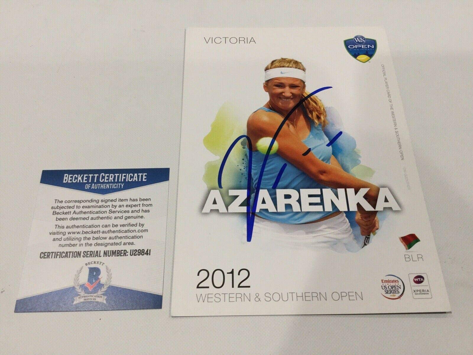 Victoria Azarenka Autographed 5x7 Tennis Card with Beckett BAS COA - Signed WTA Memorabilia for Tennis Fans & Collectors - Perfect for Display, Gifts, and Sports Collections