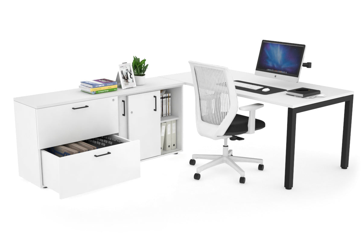 Quadro Square Executive Black Frame Office Desk [1800L x 700W] - Modern Workspace Solution for Home & Business Offices