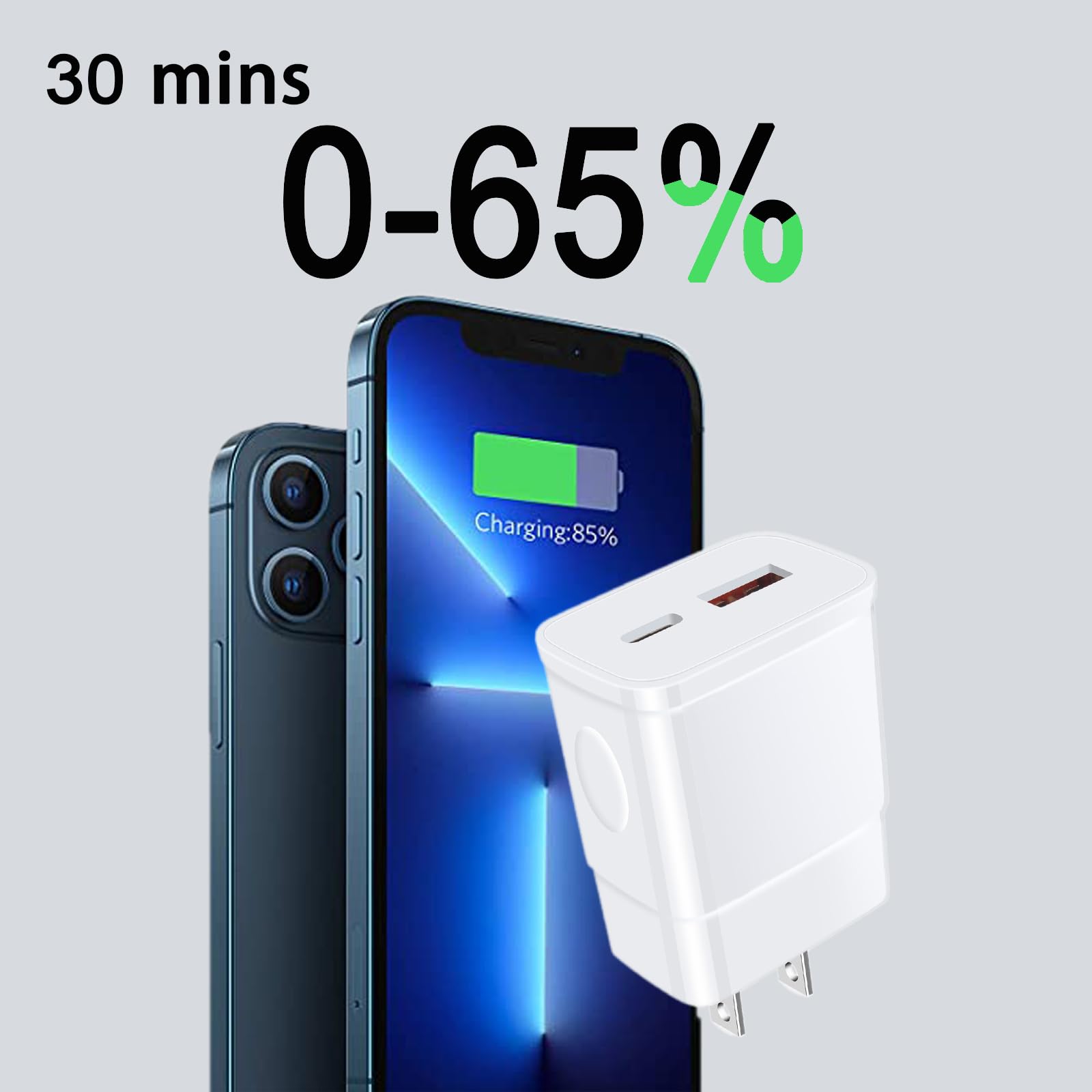25W USB C Fast Charger Block with Dual Ports (USB-C + USB-A) - Super Fast Wall Charger for iPhone 16/15 Pro Max, Samsung Galaxy S25/S24/A15/A14/A25/S23 Ultra/A54/S22/S21/A24/A34/Z Fold7/Flip7/6, Pixel 9/8 - Perfect for Home, Office & Travel Charging