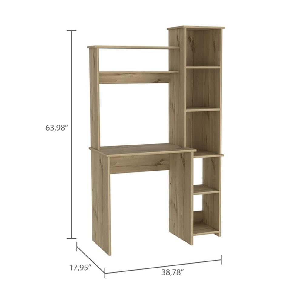 TUHOME Beige Versalles Wood Desk for Home Office