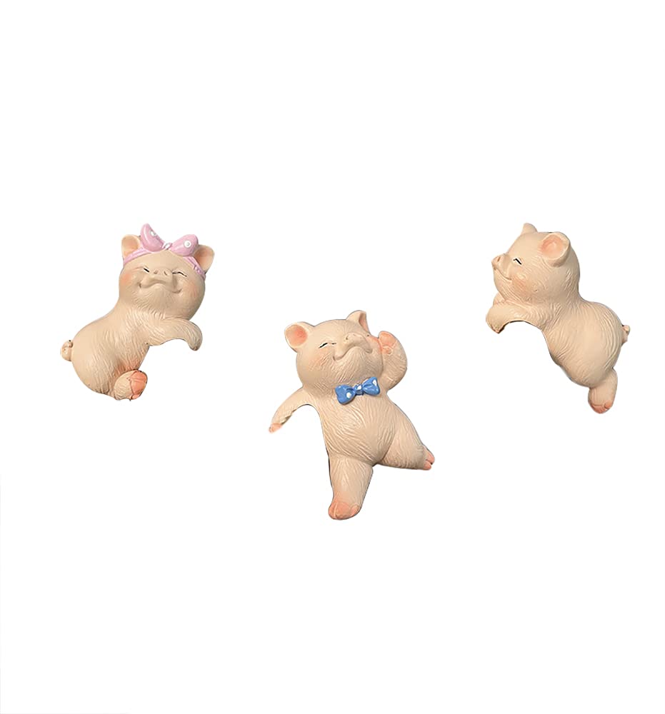 Cute Animal Figurine Planter Pot Hangers - Set of 3 Resin Hanging Pig Sculptures for Outdoor Garden Decor, Flower Pot Climbing Ornaments | Perfect for Patio, Balcony & Backyard Decorations