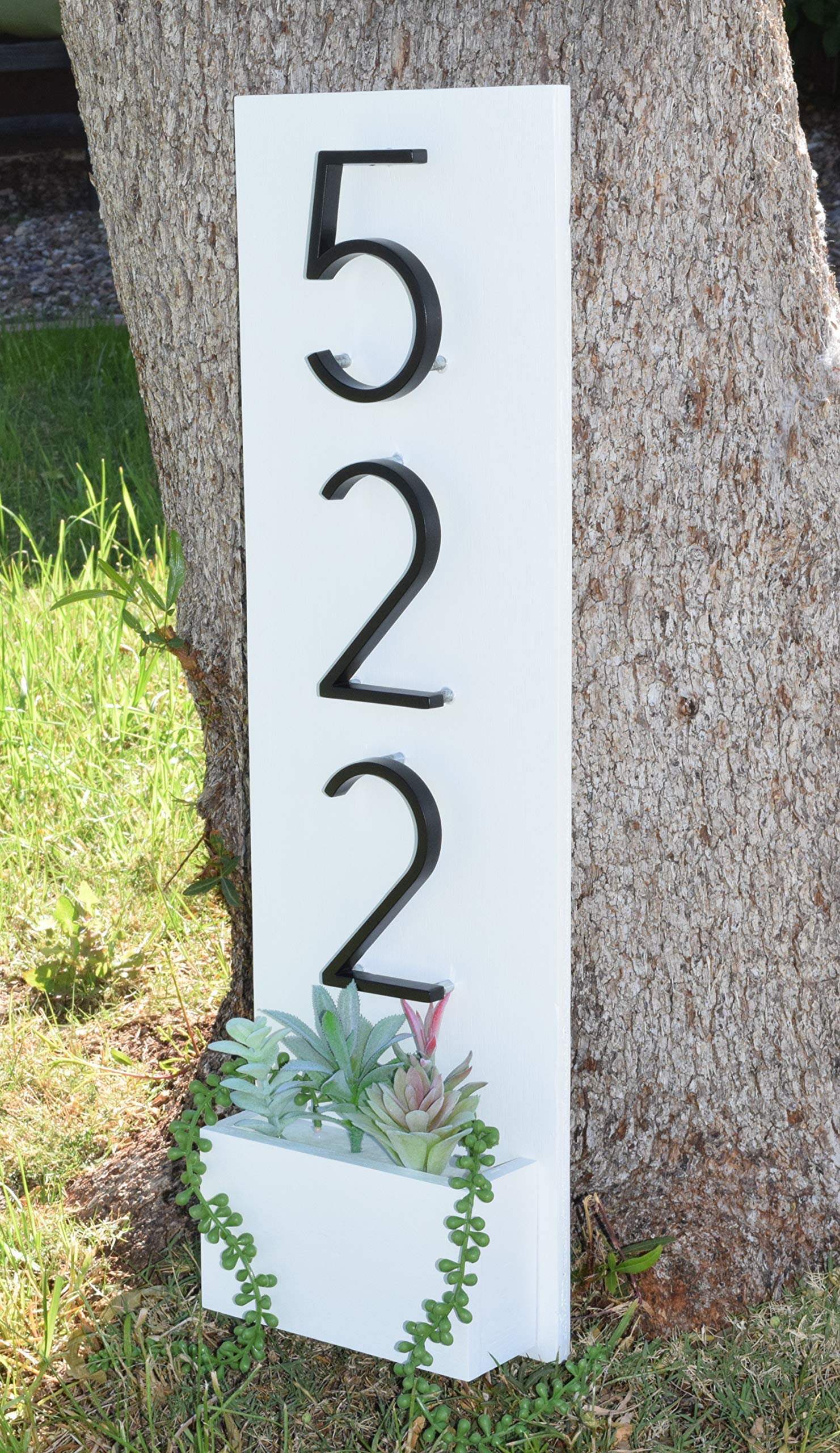 Vertical Address Sign with Planter Box - Modern House Number Display for Mail Delivery & Curb Appeal | Outdoor Home Decor for Front Yard, Porch & Garden