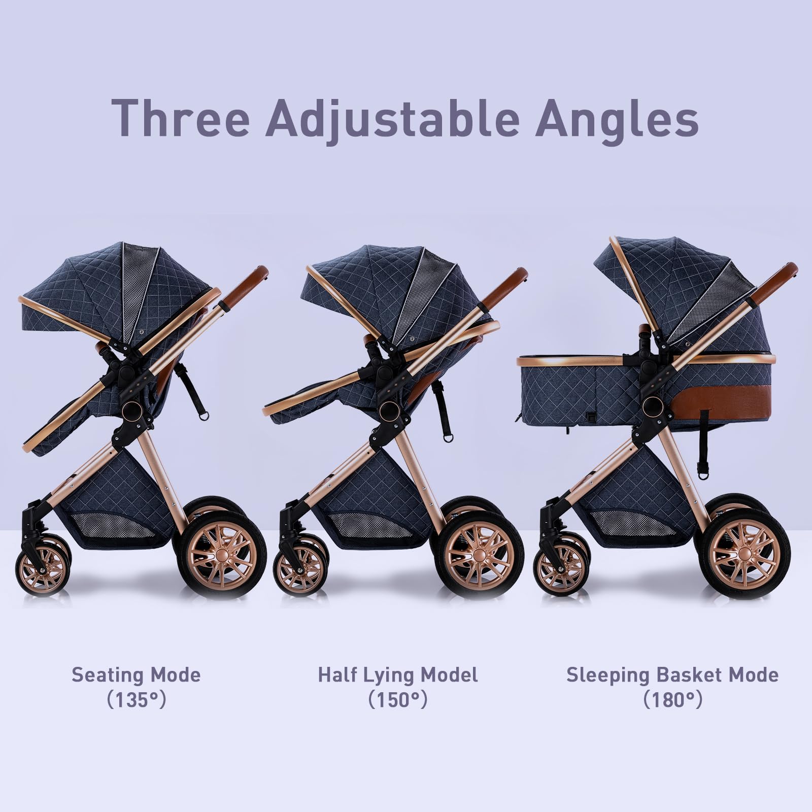 2 in 1 Baby Stroller with Bassinet & Reversible Seat - Lightweight Aluminum Frame Pushchair with One-Button Fold & Large Storage Basket - Perfect for Newborns & Toddlers (Deep Grey) - Ideal for Walks, Shopping & Travel