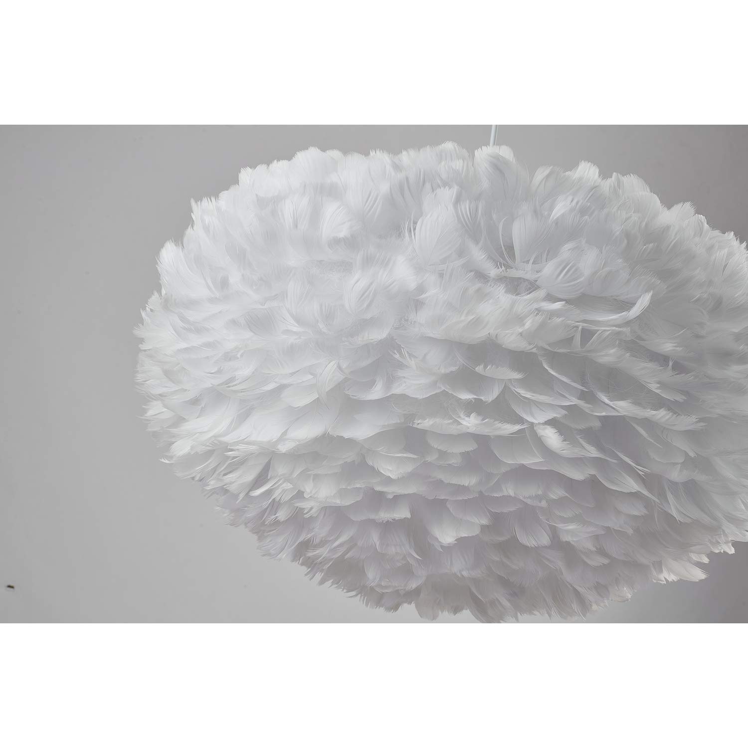 Bethel White Goose Feather Ball Chandelier with White Iron Frame - Elegant Ceiling Light for Dining Room, Bedroom, and Living Room Decor