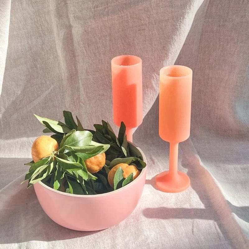 Seff Terra & Peach Silicone Champagne Flutes - Unbreakable Wine Glasses for Outdoor Picnics, Beach Parties & Wedding Receptions (Set of 4)