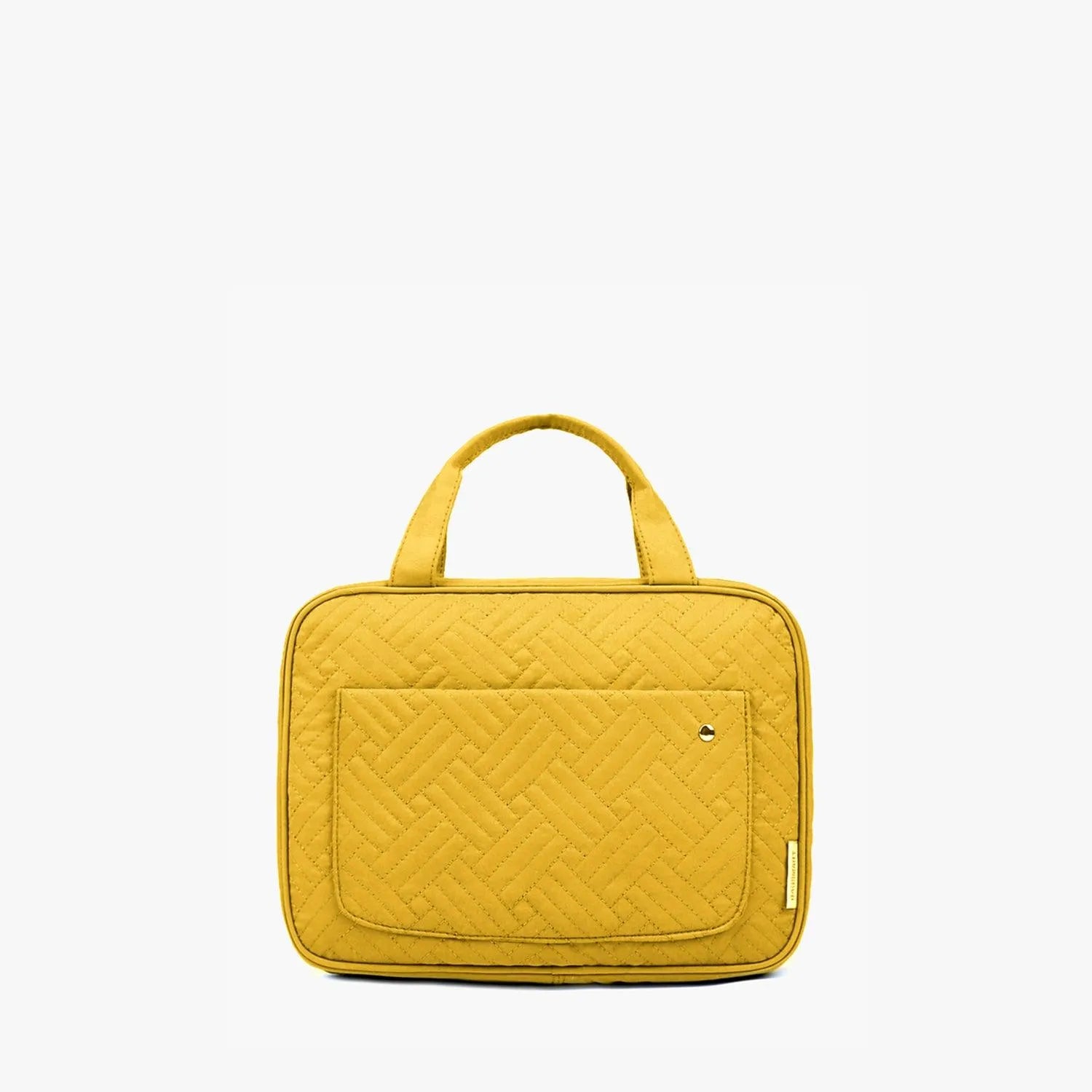 Bonchemin Yellow Space Saver Toiletry Bag - Compact Travel Organizer for Bathroom Essentials | Perfect for Camping, Gym & Air Travel