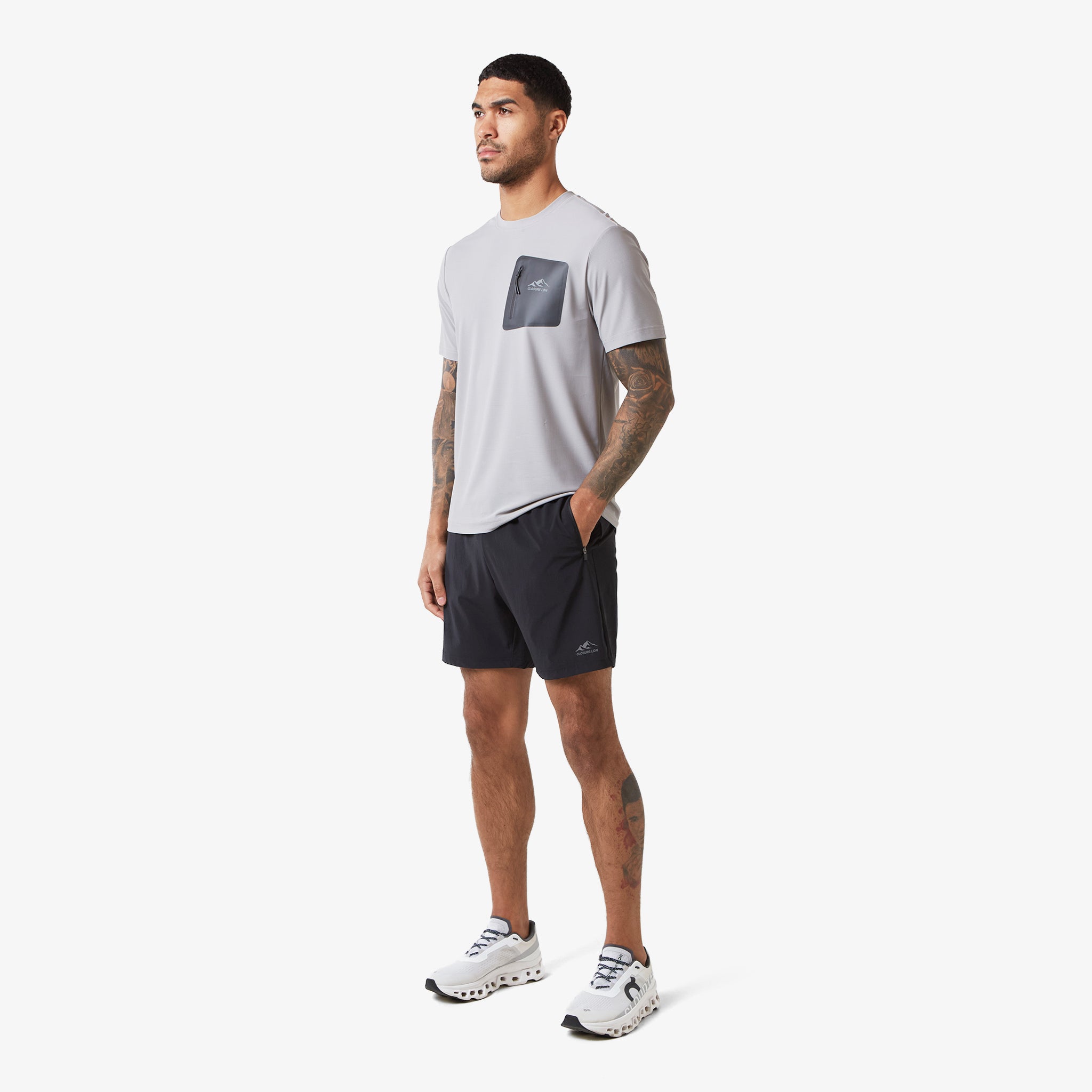 Heat Seal Zip Block Pocket T-Shirt for Men - Comfortable Grey Casual Tee for Outdoor Activities & Everyday Wear