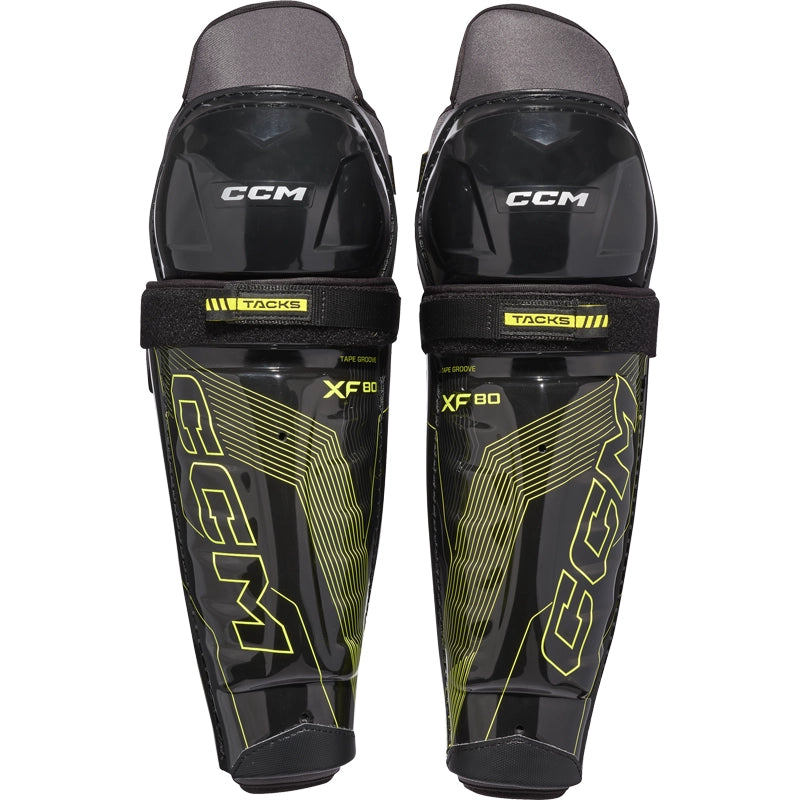 CCM Tacks XF80 Junior Hockey Shin Guards - Lightweight & Protective for Youth Players - Perfect for Ice Hockey, Street Hockey & Training