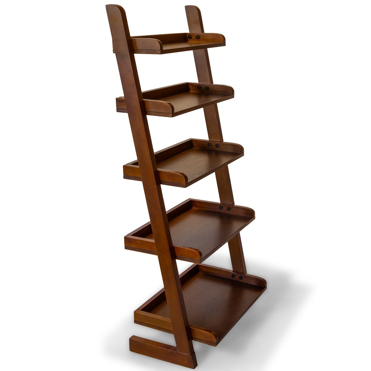 5-Tier Cedar Ladder Shelf - Rustic Wooden Storage Organizer for Home, Office & Bedroom - Perfect for Books, Plants & Decorative Display