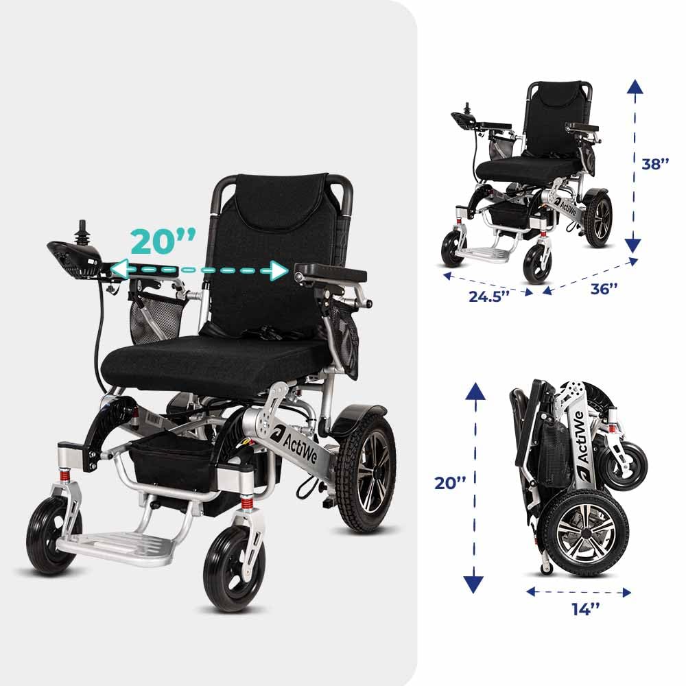 Electric Wheelchair for Adults - Long Range Foldable Motorized Wheelchair - All Terrain Portable Power Wheelchair for Seniors & Disabled - Indoor/Outdoor Use - Model VI