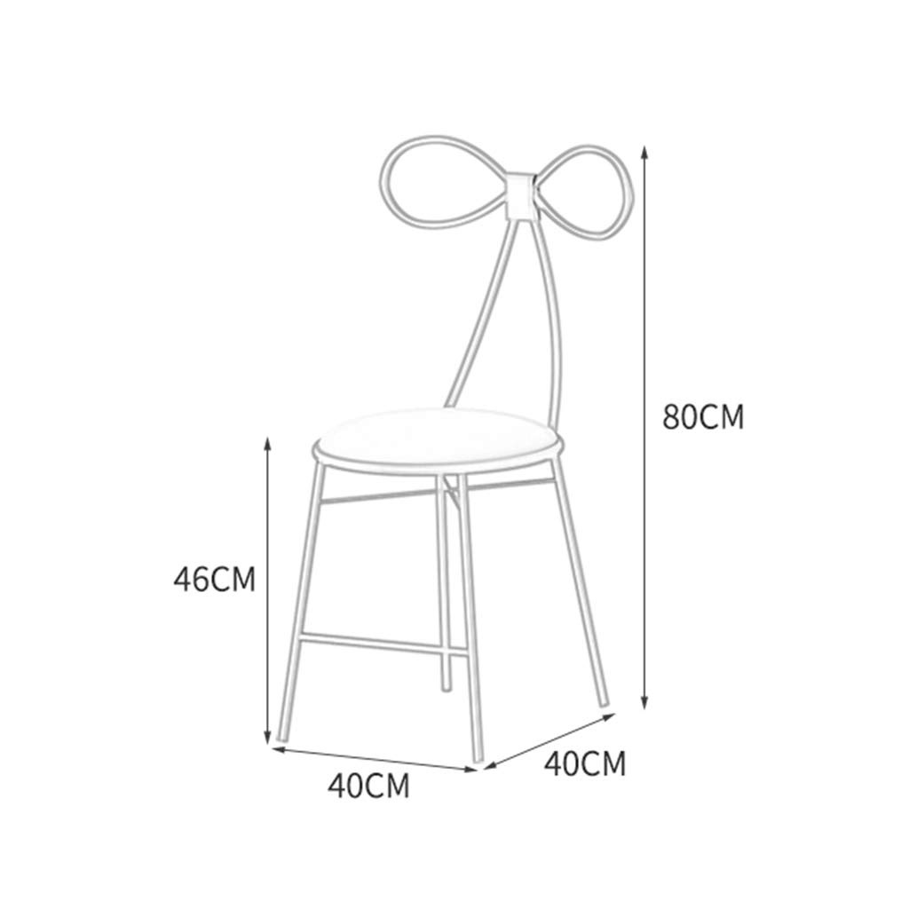 JHSLXD Gold Dining Chair - Elegant Metal Iron Art Armchair with Bow Tie Design, Fluffy Fabric Seat - Perfect for Bedroom, Dressing Table, Makeup Vanity, Lounge & Reading Nook - Stylish Pink Accent Chair for Home Decor
