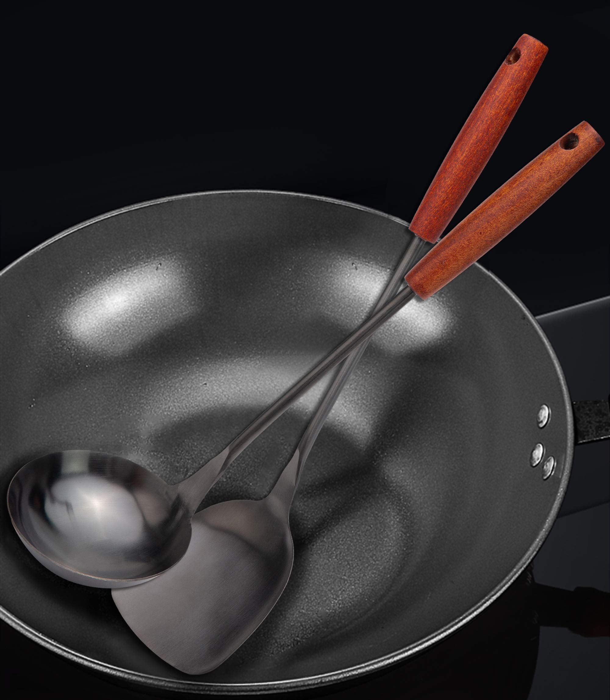 Stainless Steel Soup Ladle with Ergonomic Wooden Handle - 14.2 Inch Rust-Proof Cooking Spoon for Soup, Gravy, Sauces - Perfect for Kitchen, Restaurant & Catering Use