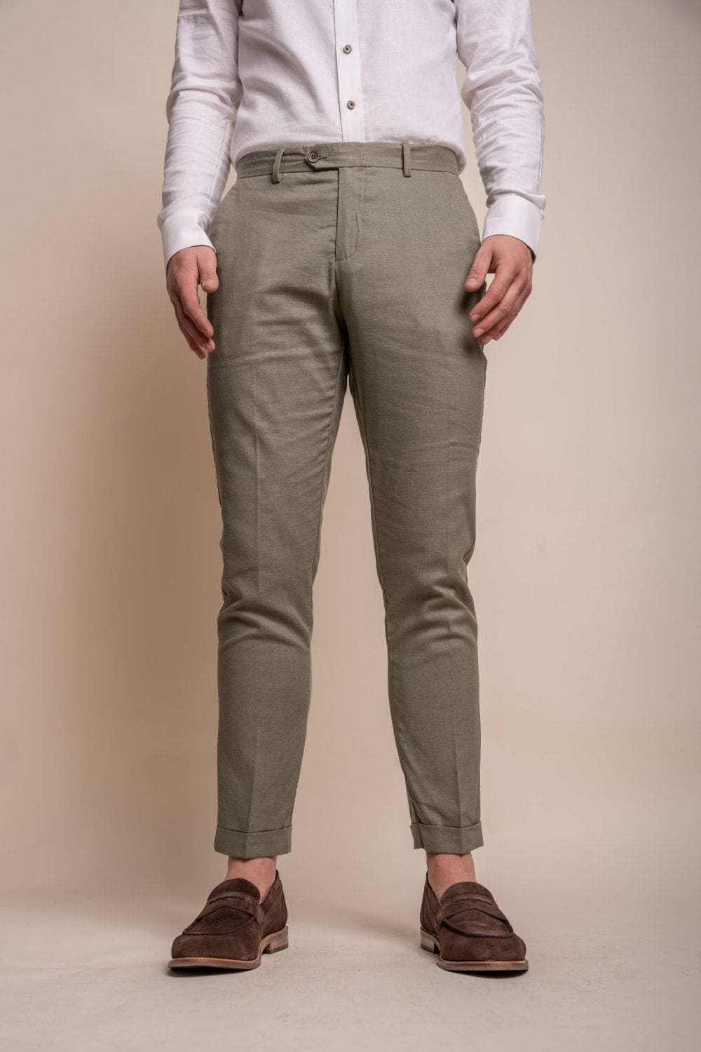 Cavani Alvari Sage Men's Dress Pants - Slim Fit Formal Trousers for Business, Office & Wedding - Comfortable Stretch Fabric for Professional Attire