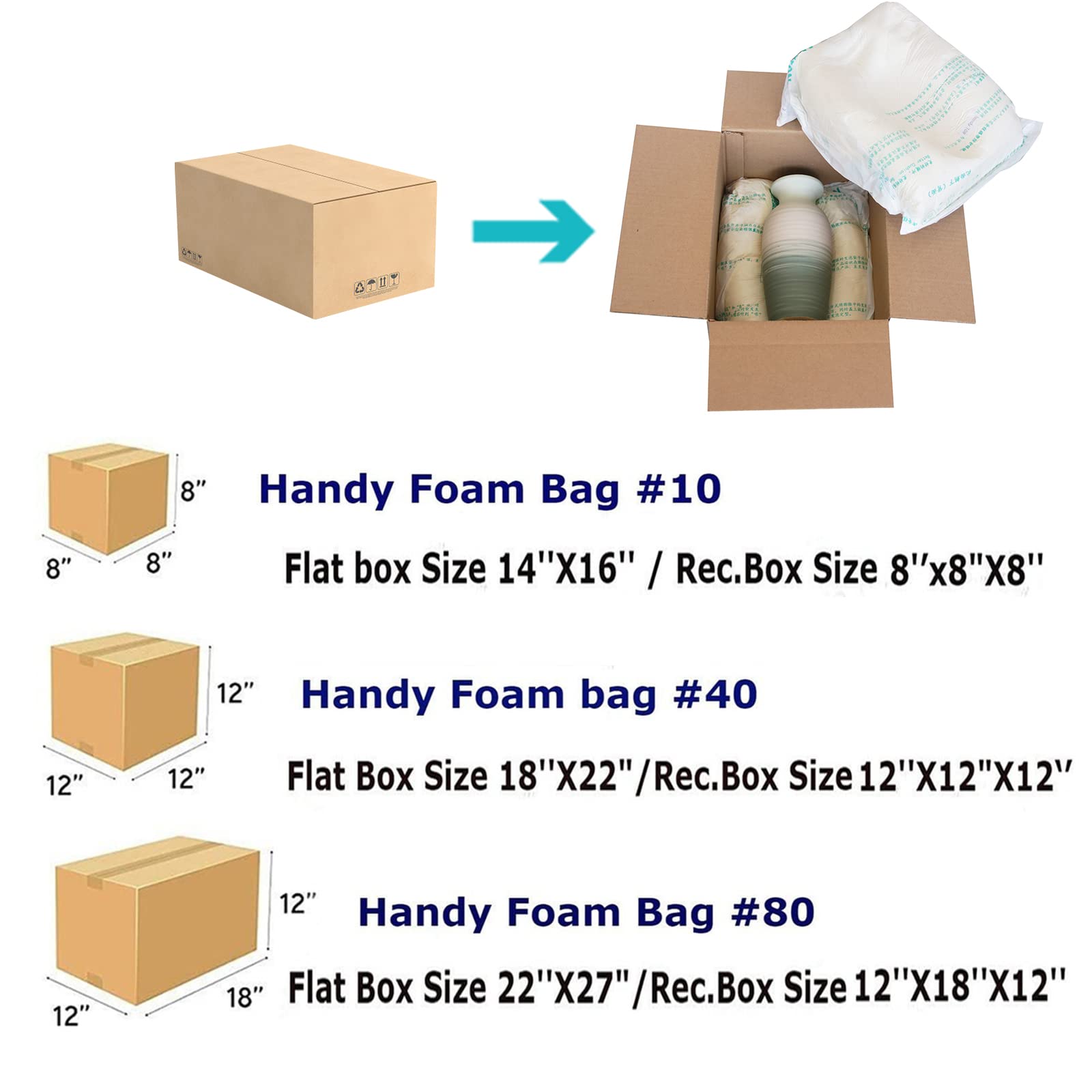 MINI AIR EASI Foam Packaging Bags - 26 Pack #10 Expanding Foam Cushioning for 8x8x8 Inch Boxes | Perfect for Shipping Fragile Items, Electronics & Gifts