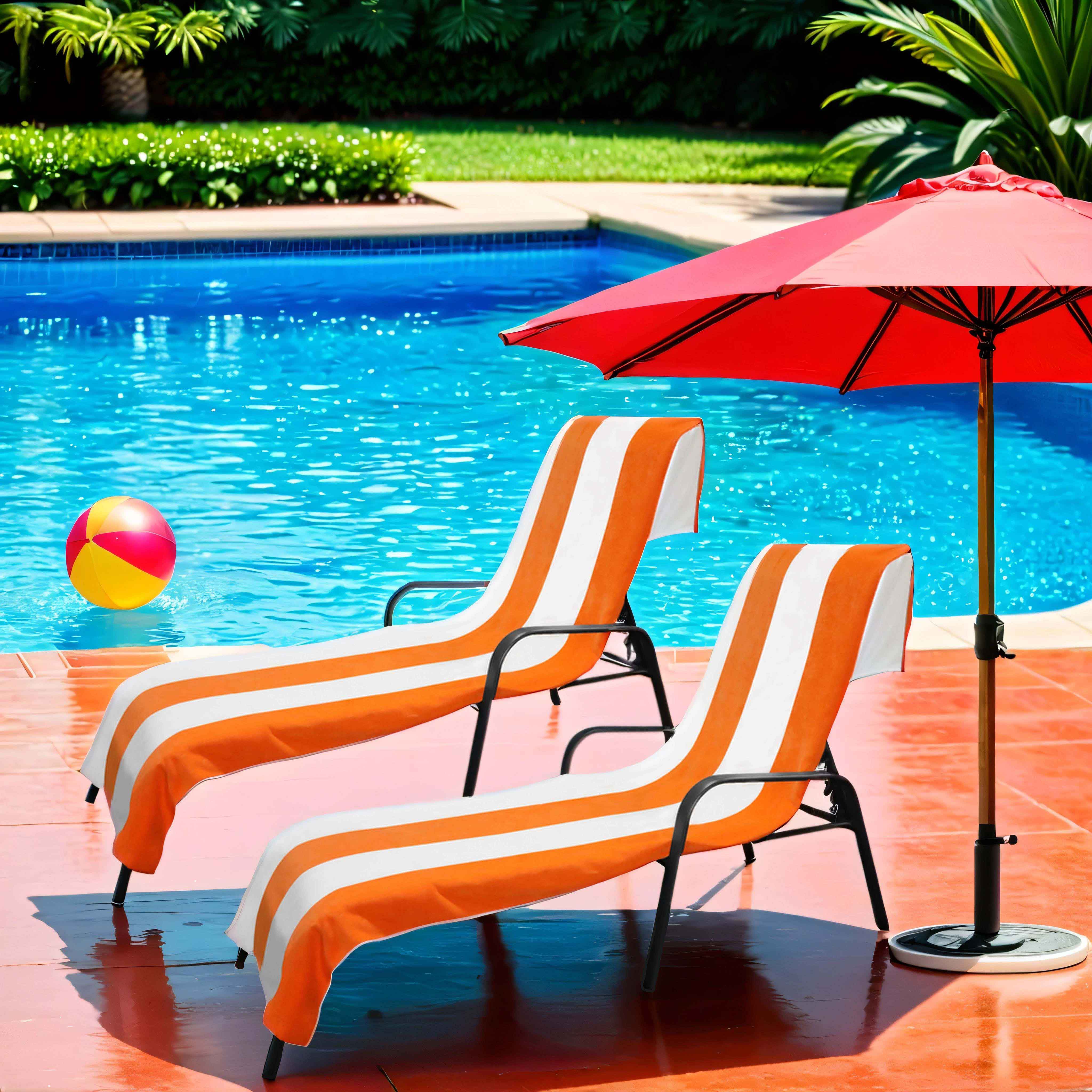Premium Cabana Striped Cotton Beach Towel & Chaise Lounge Cover - Soft, Absorbent, UV Protection - Perfect for Poolside, Beach Vacations & Outdoor Relaxation