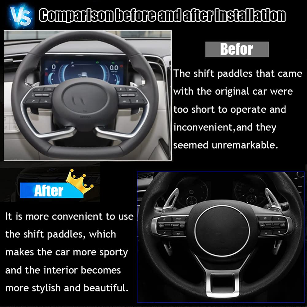 Kakash Custom Aluminum Steering Wheel Paddle Shifter Extensions for Hyundai Tucson 2022-2023, Sonata 2020-2022, Elantra 2021-2022 - 2PCS Red Interior Accessories Set - Enhance Driving Performance & Style