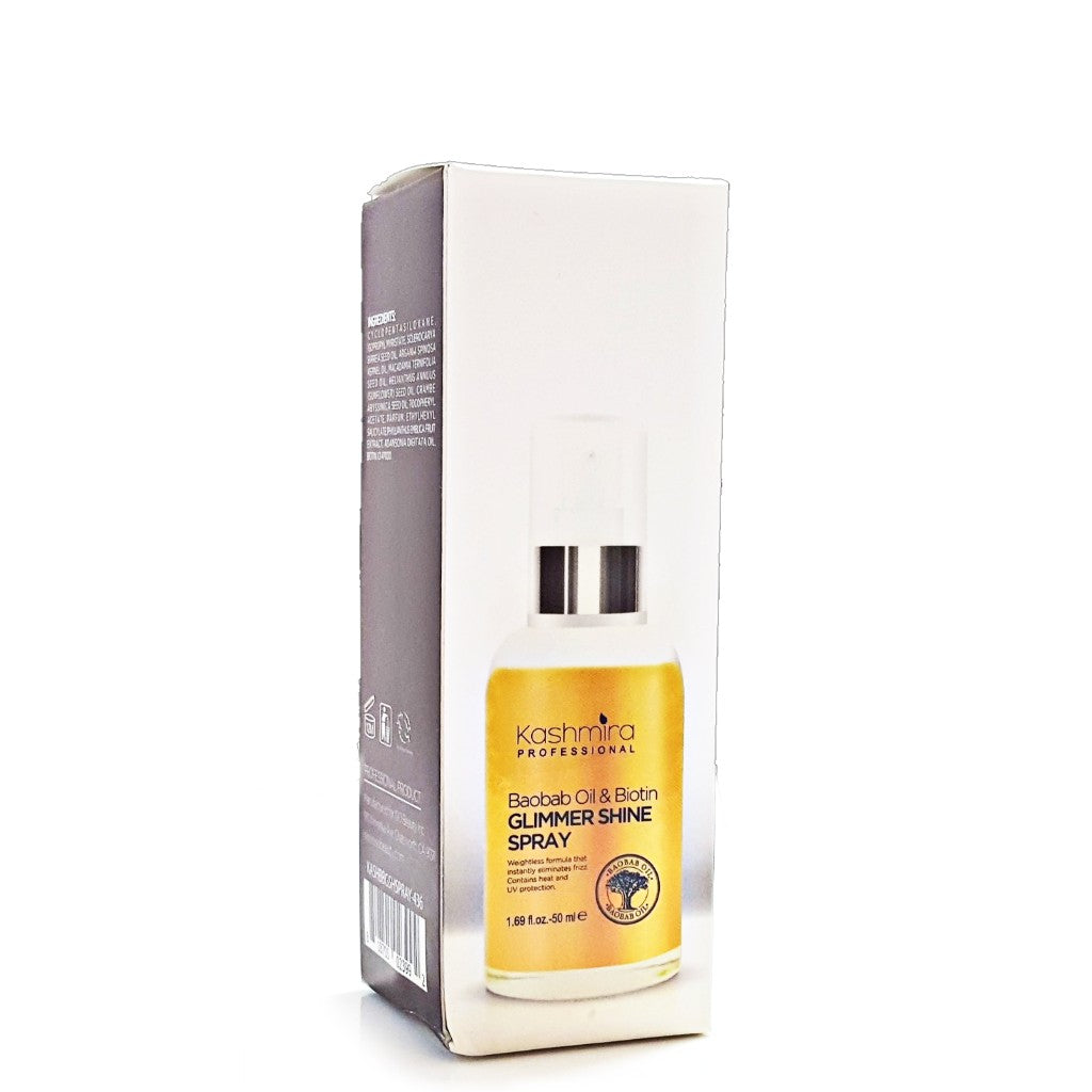 Glimmer Shine Hair Spray with Baobab Oil & Biotin - 50ml Hair Shine Spray for Frizz Control & Healthy Hair - Perfect for Daily Styling, Special Occasions & Heat Protection