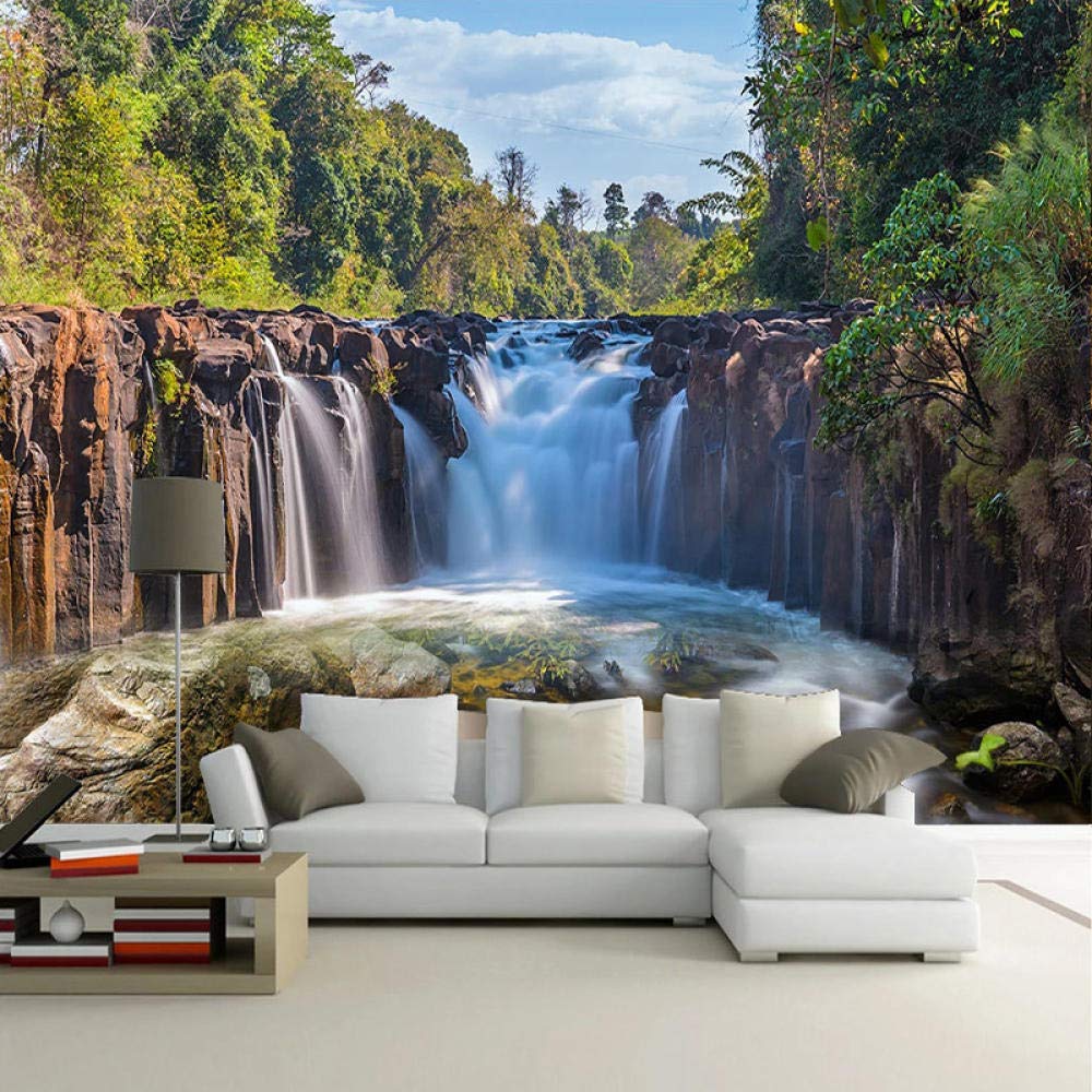 YIERLIFE 3D Peel and Stick Wallpaper - Waterfall & Trees Landscape Self-Adhesive Wall Mural, Large Removable Modern Art Print for Living Room Decor | Perfect for Home, Office, and Bedroom Wall Art