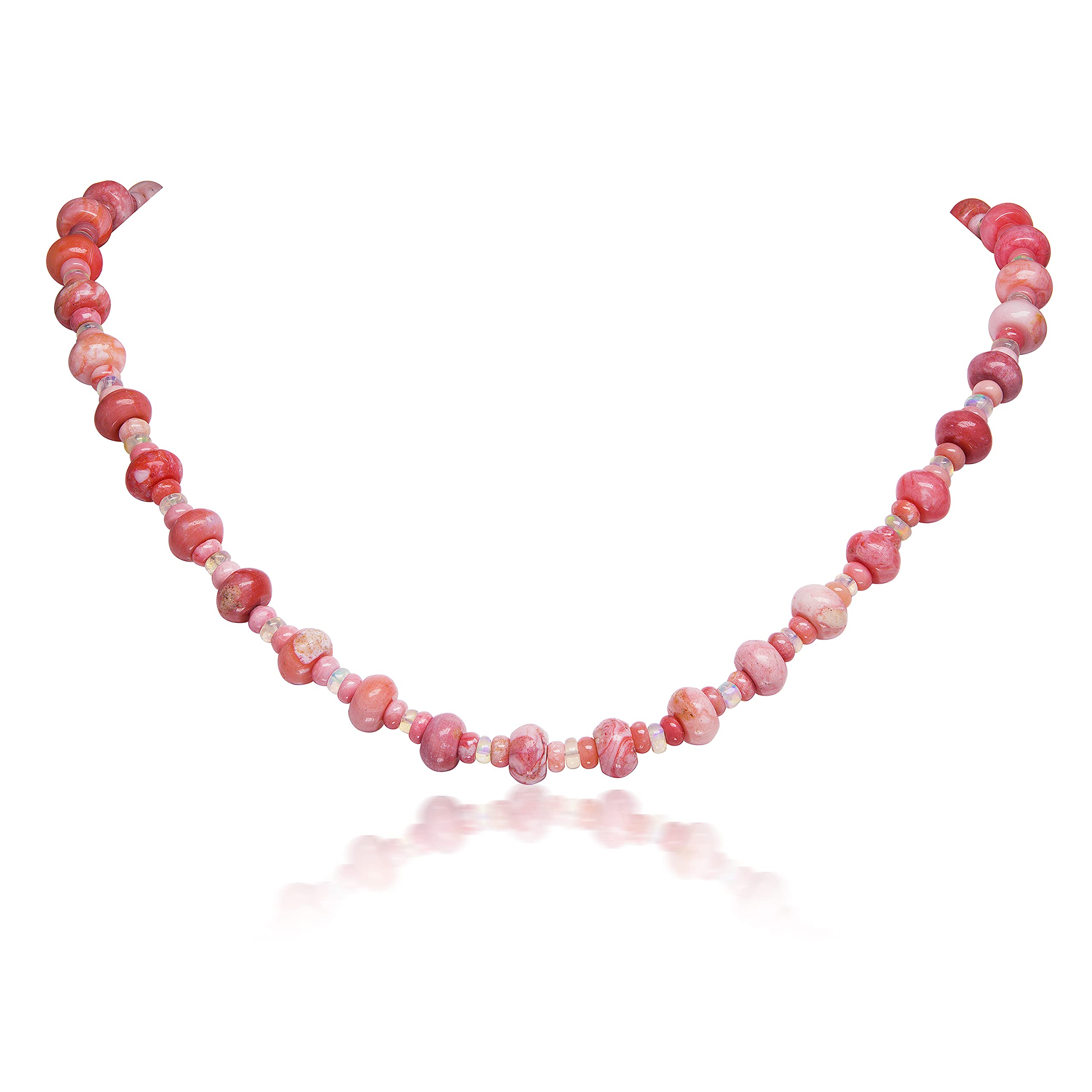 Pink Opal Bead Necklace in Sterling Silver - Elegant Handmade Jewelry for Women, Gift for Her, Birthday & Anniversary Present | Perfect for Weddings, Parties & Everyday Wear