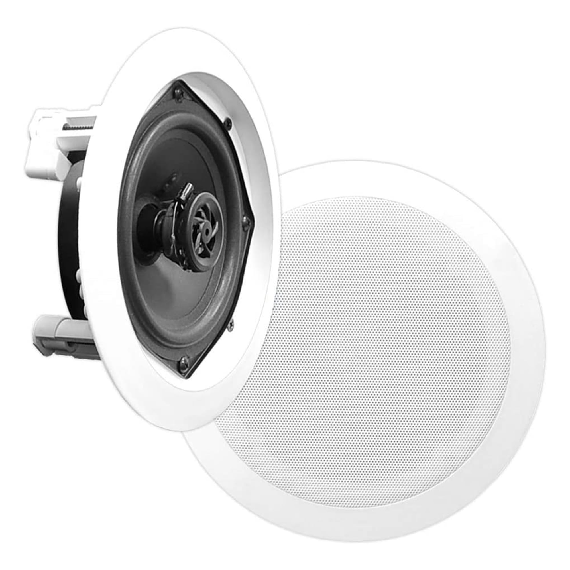 Pyle 2-Way In-Ceiling & In-Wall Speaker System with Voice Control, Coaxial Connectivity for Surround Sound - White | Perfect for Home Theater, Multi-Room Audio & Smart Home Integration