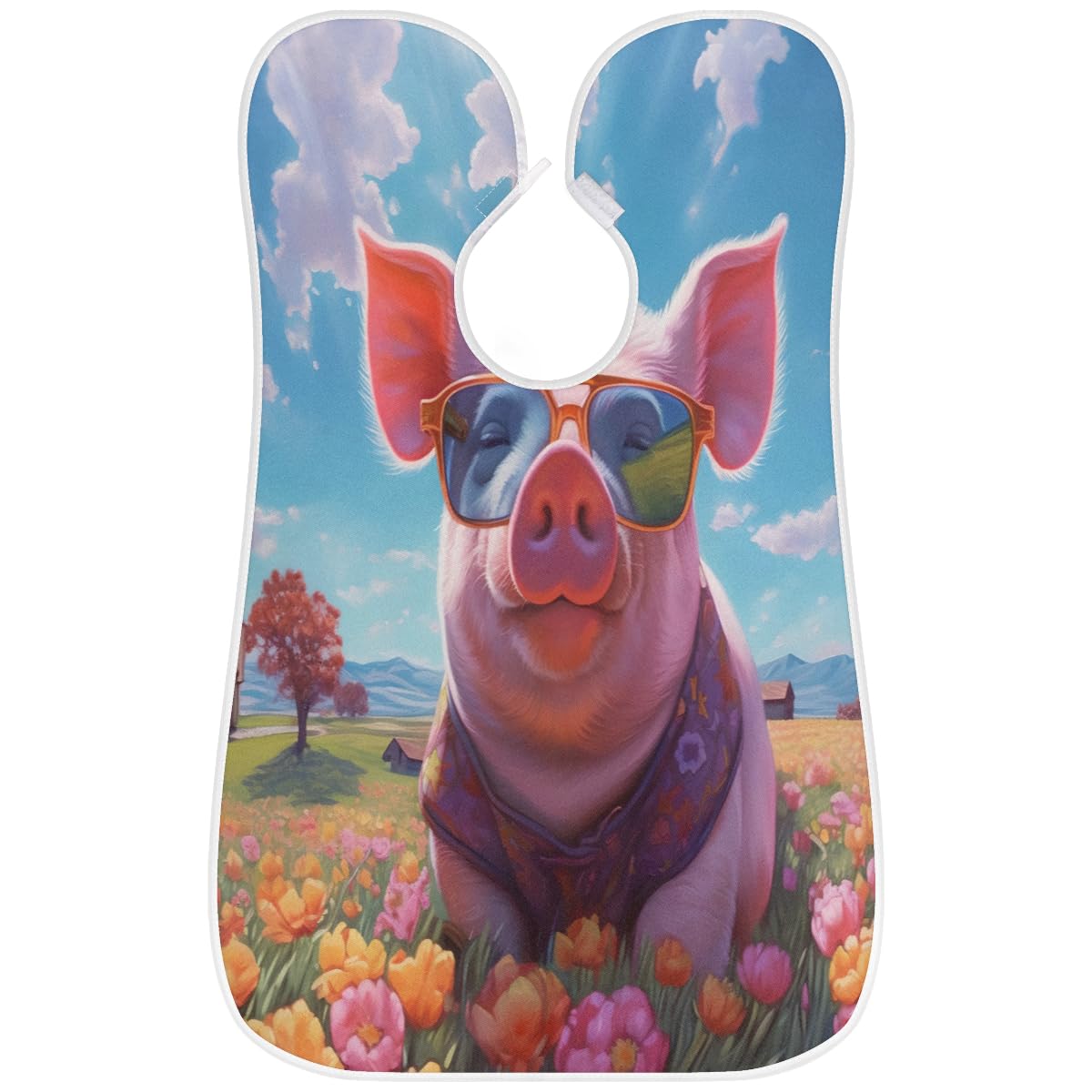 Men's Floral Pig Print Shaving Bib - Waterproof Beard Trimming Apron for Hair Dye & Makeup Protection - Salon & Home Grooming Accessory - Perfect Gift for Barbers & Stylists (Use for Shaving, Haircuts, Coloring & Makeup Application)