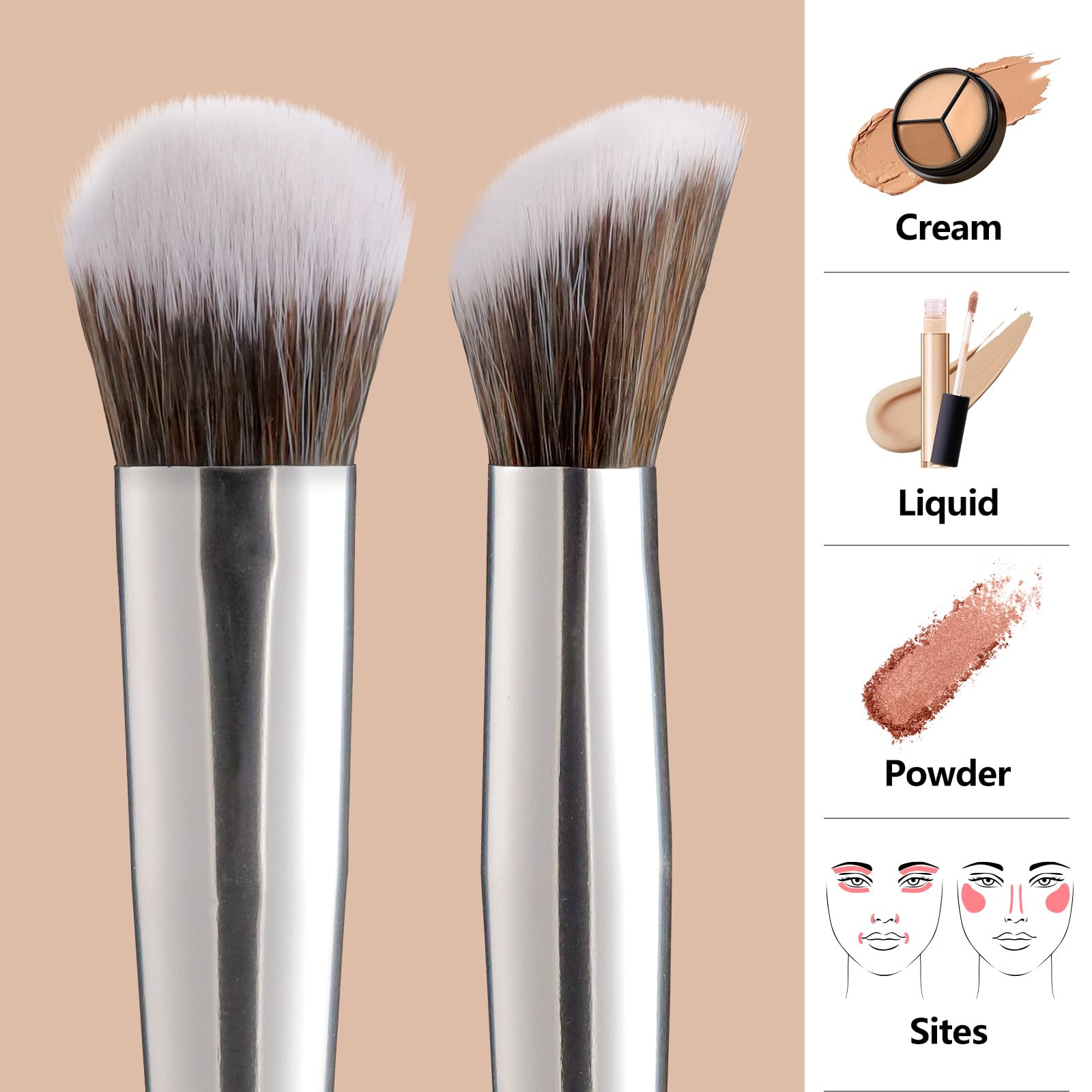 Angled Concealer Brush for Brightening & Under Eye Blending - Soft Kitten Paw Makeup Brush (189) - Perfect for Flawless Base, Contouring & Professional Makeup Application