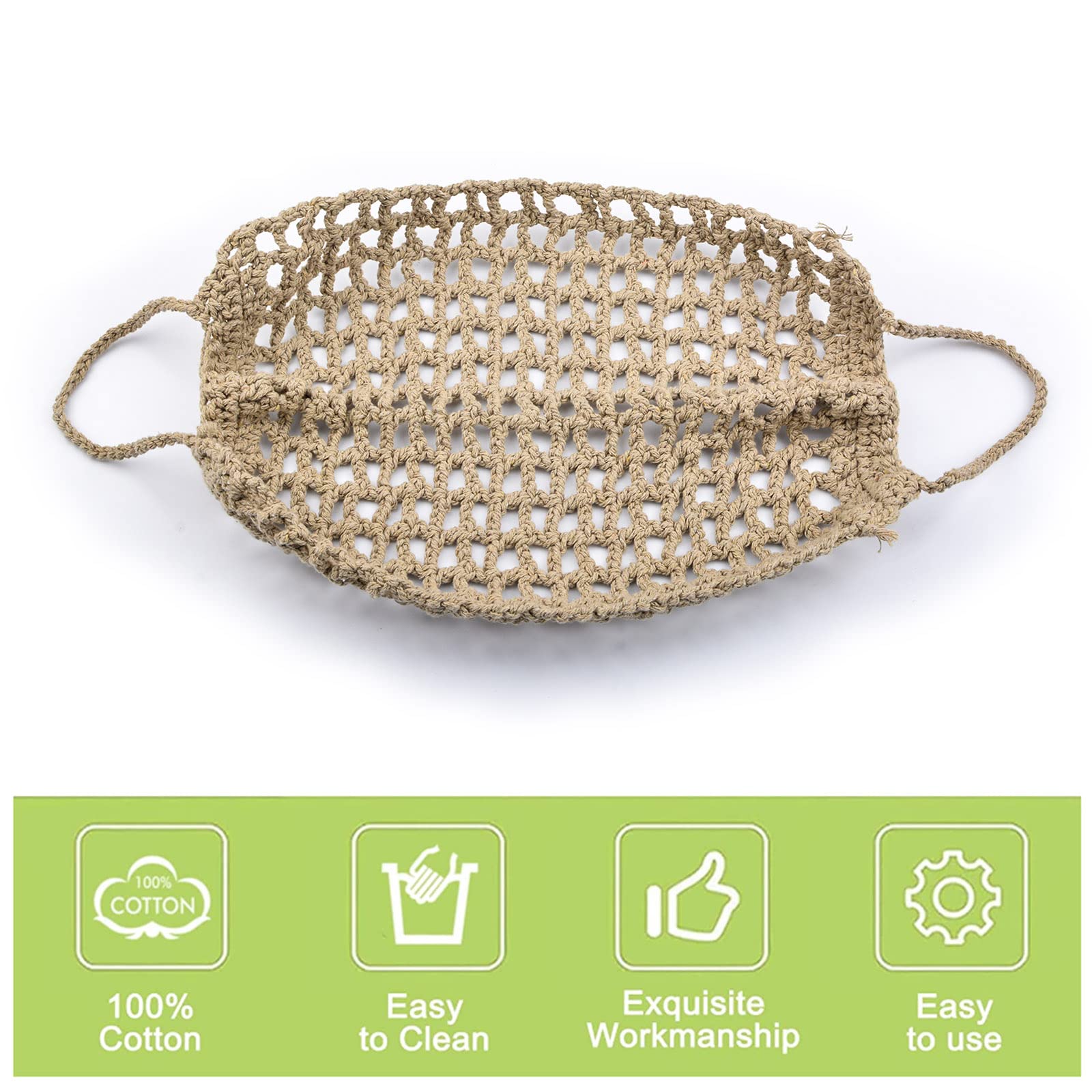Handmade Macrame Cotton Fruit & Vegetable Hammock - Under Cabinet Storage Net with Hooks for Kitchen, Pantry - Space Saving Produce Organizer for Bananas, Apples, Onions | Perfect for Small Kitchens & Apartment Living