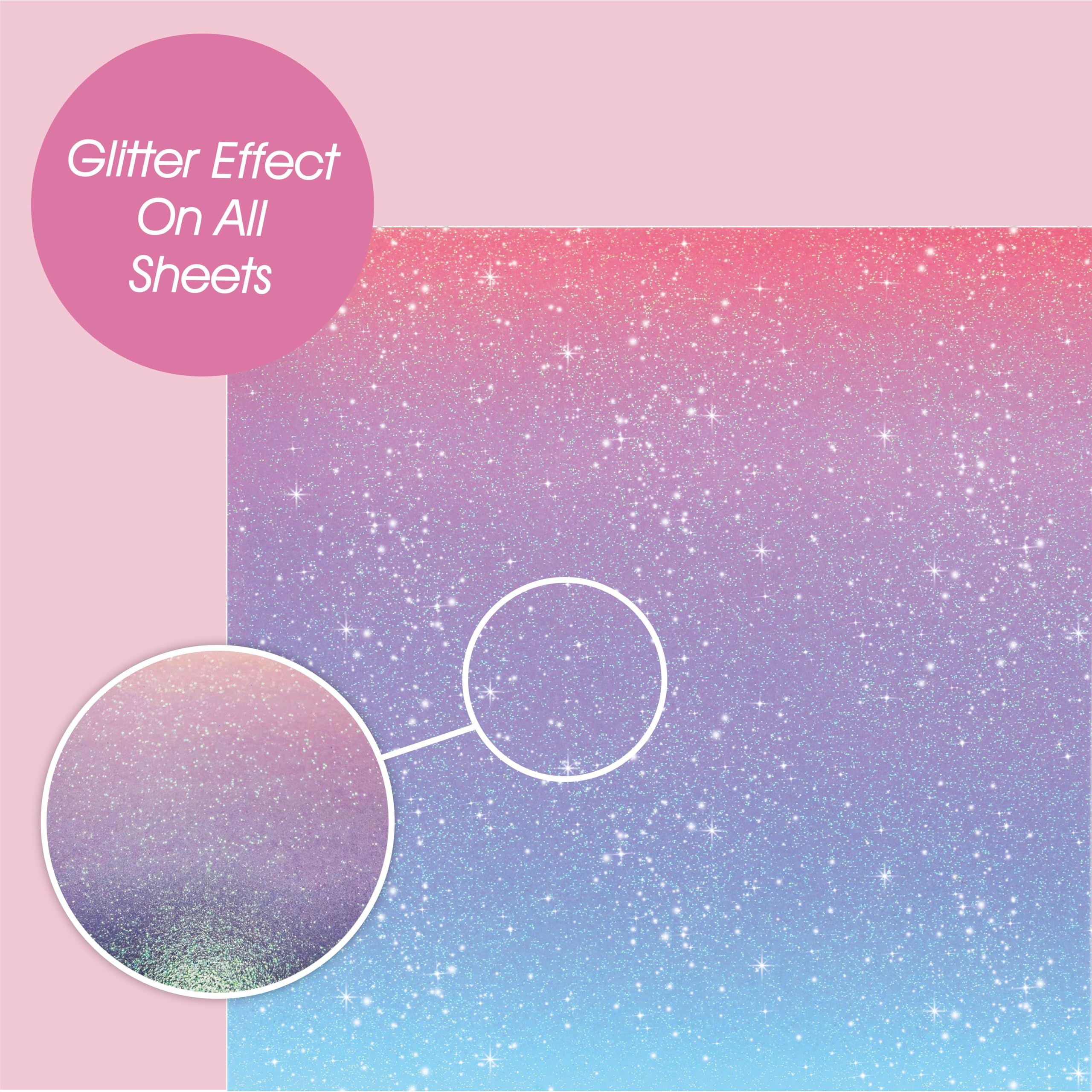 36 Sheets 12x12 Glitter Ombre Cardstock Paper - Pastel Scrapbooking Supplies for Card Making, Journaling, Origami, DIY Crafts - Perfect for Spring Decorations & Scrapbook Albums