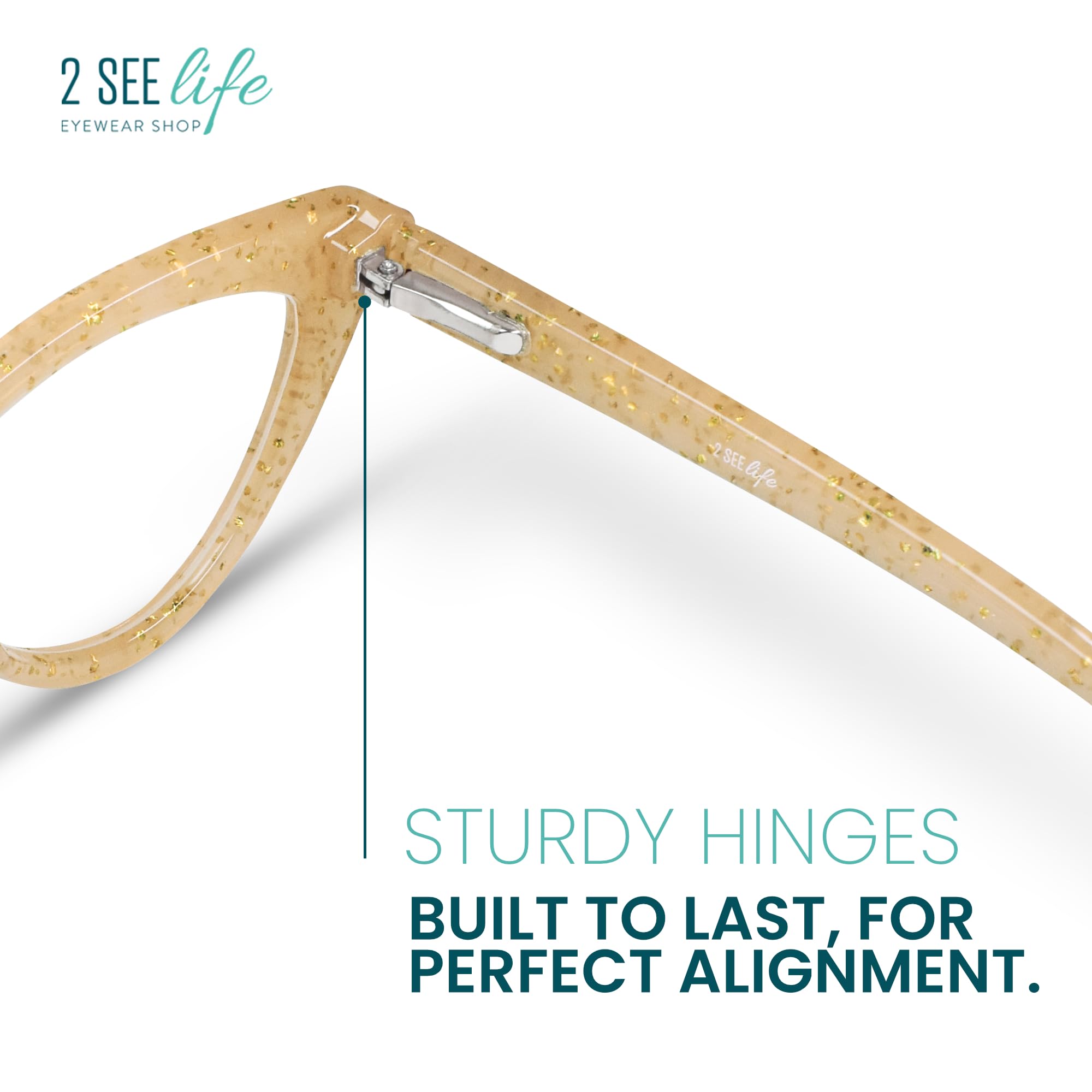 Sparkly Cat Eye Reading Glasses for Women - Trendy 1.5 Magnification Readers with Sturdy Frame & Spring Hinges - Fashionable Cateye Eyeglasses Suits All Face Shapes - Perfect for Reading, Office Work & Daily Use
