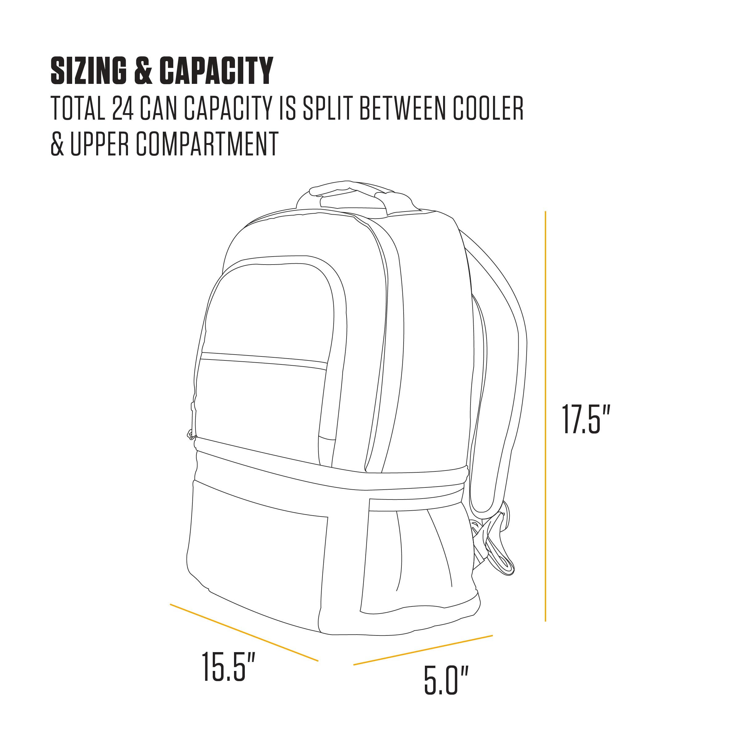 Carhartt Insulated 24 Can Two Compartment Cooler Backpack - Waterproof & Durable for Camping, Beach, Hiking & Outdoor Adventures - Perfect for Picnics, Tailgating & Road Trips