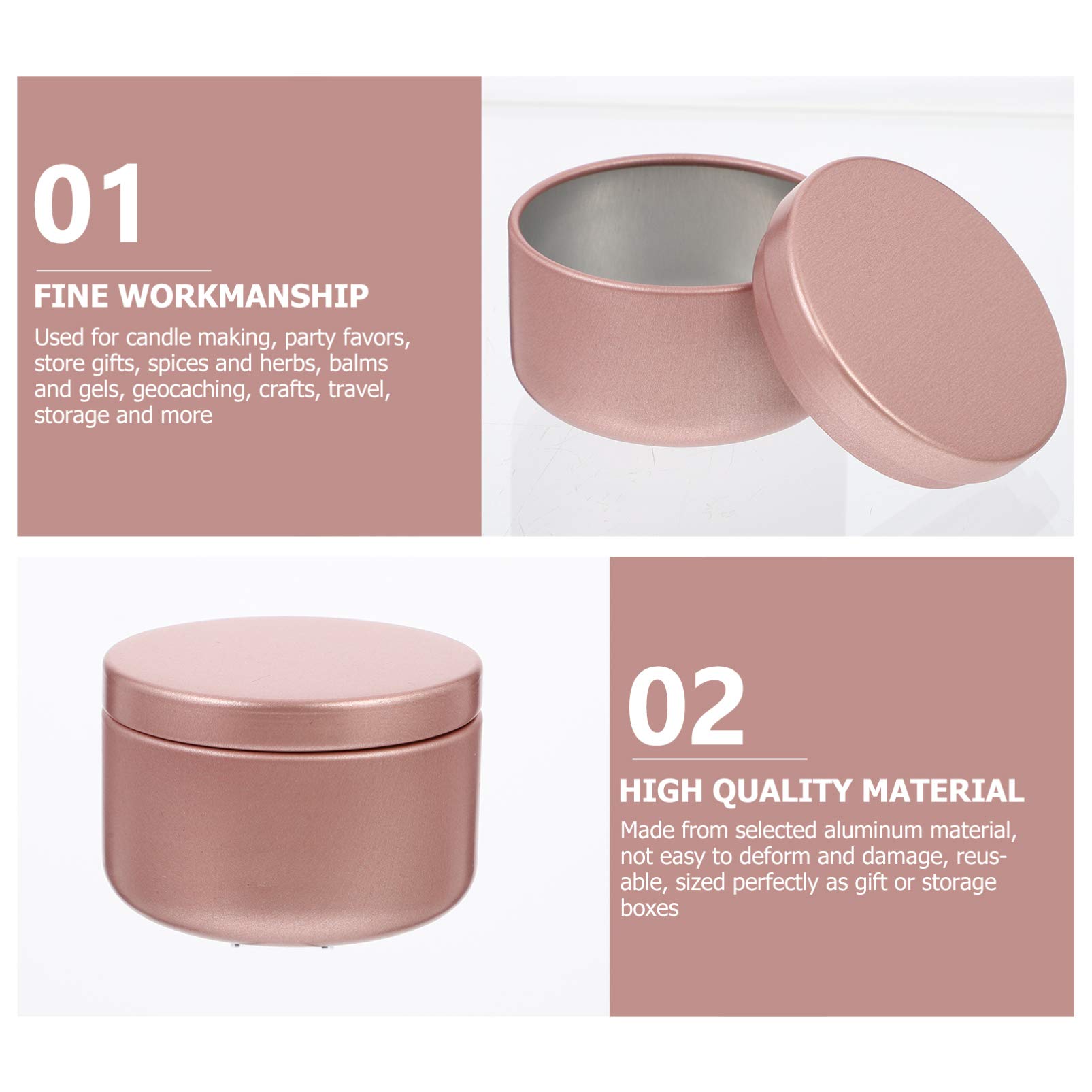 Healifty 12 Pack 4 oz Pink Candle Tins with Lids - DIY Candle Making, Arts & Crafts, Storage Containers for Sweets & Small Items | Perfect for Home Decor, Wedding Favors, Gift Packaging