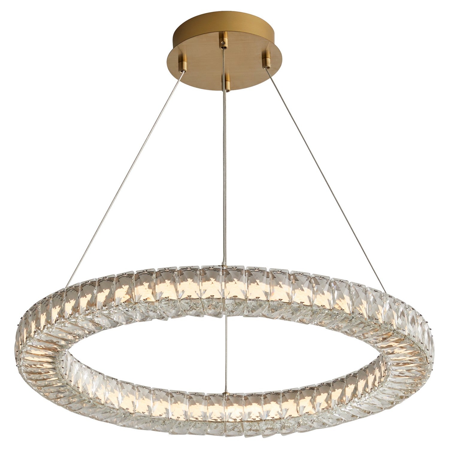 Oxygen Elan 3 874 40 Modern Ring LED Chandelier Light Fixture - Aged Brass & Crystal Accents | Elegant Dining Room & Living Room Lighting
