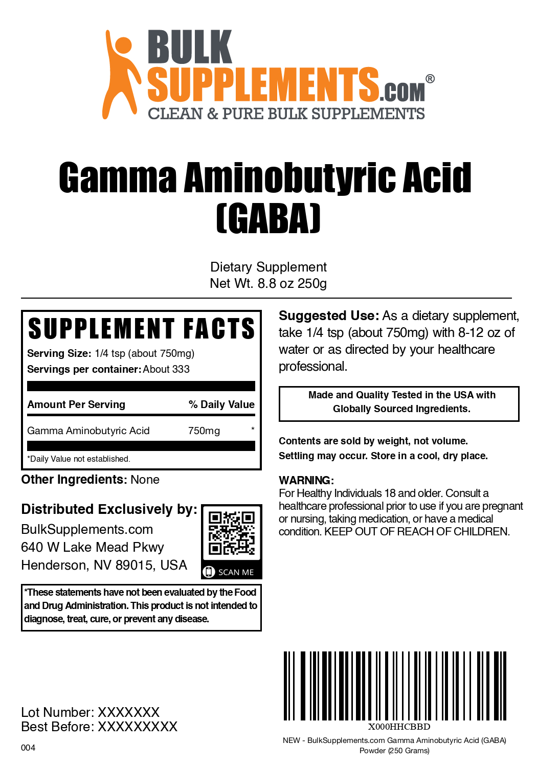Gamma Aminobutyric Acid (GABA) Supplement 500mg - Natural Stress & Anxiety Relief, Sleep Support, Mood Enhancer - Vegan, Non-GMO - for Relaxation, Focus & Better Sleep at Night