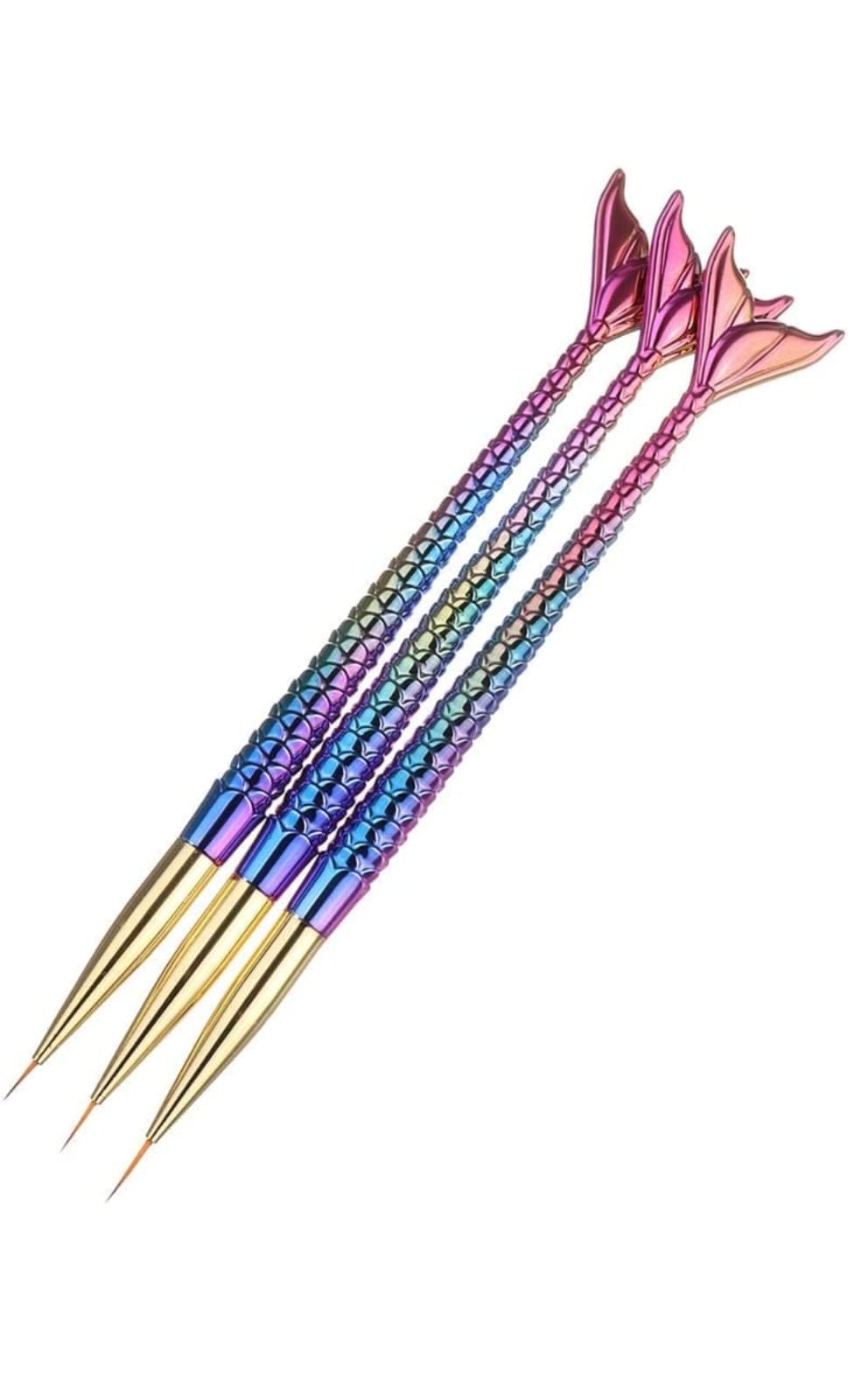 Bolt Bee Nail Brush - White Stripes Fishtail Style Gradient Pen for Nail Art Design | Perfect for Professional Salon & DIY Manicure at Home