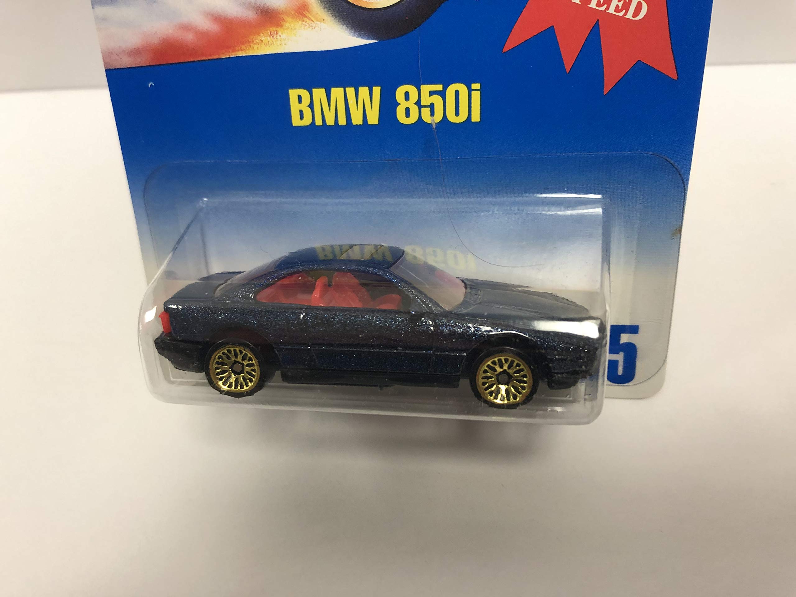 1991 Mattel Hot Wheels BMW 850i Blue & White 1/64 Scale Diecast Car No. 255 - Gold Medal Collector Edition for Display & Racing Scenes